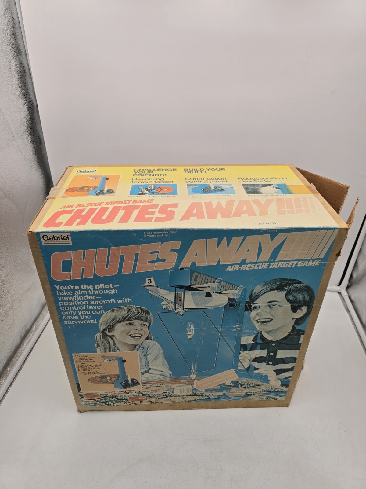 Vintage Gabriel Chutes Away Air-Rescue Target Game 1977 Box Parts Repair Read!