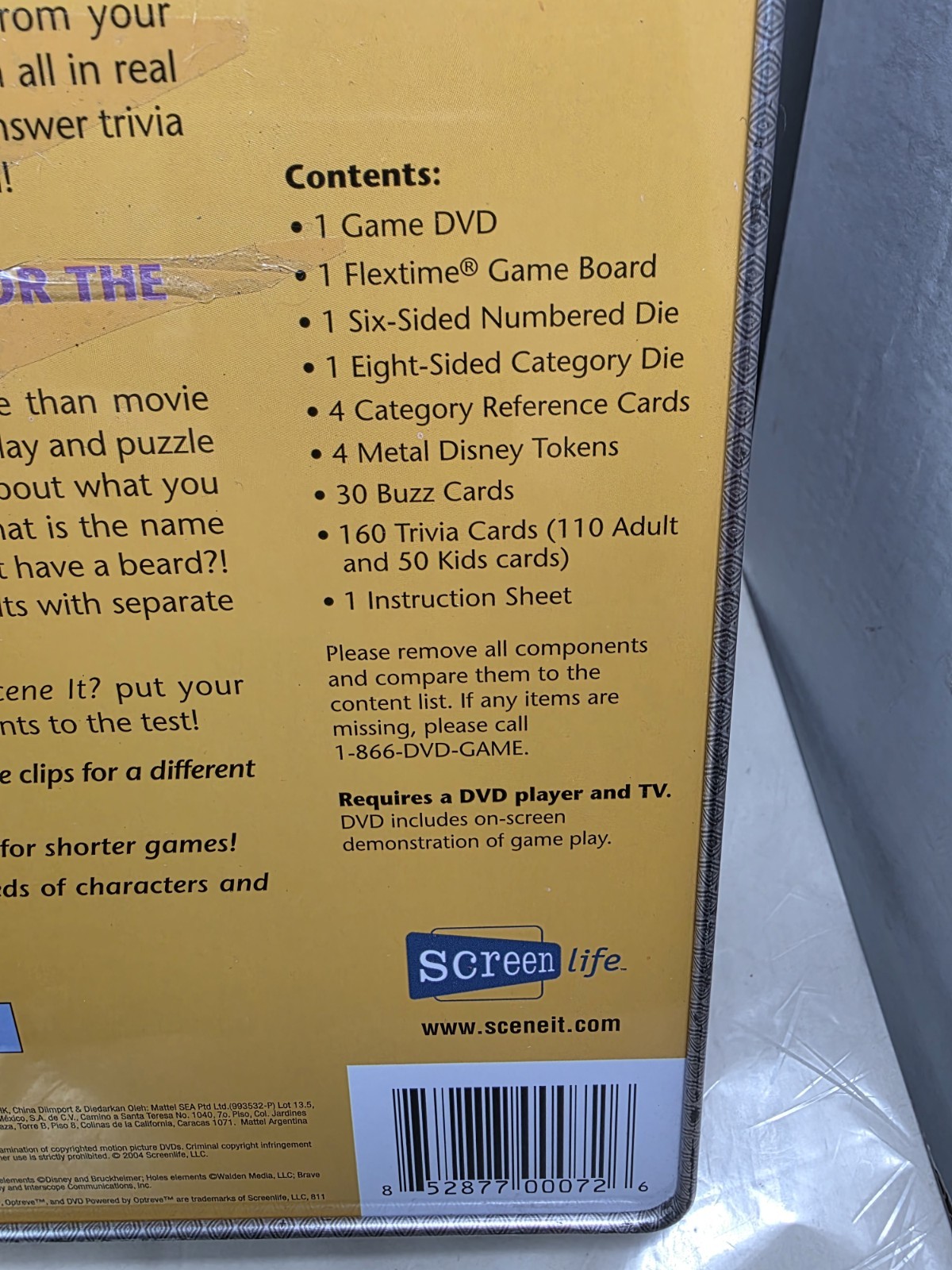 Screenlife 2004 Mattel Disney Scene It? In Metal Collectible Case( Complete)
