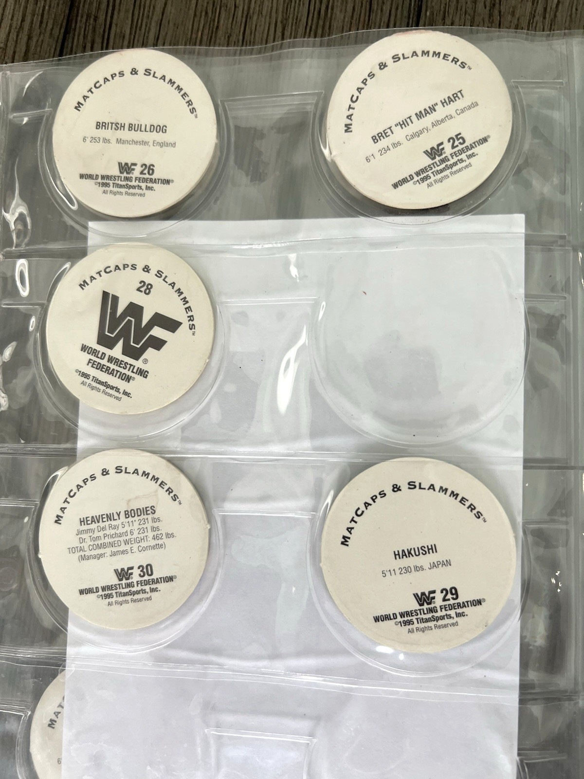 WWF Wrestling 53 Different MATCAPS & SLAMMERS POGS 1995 Titan Sports WWE in Book