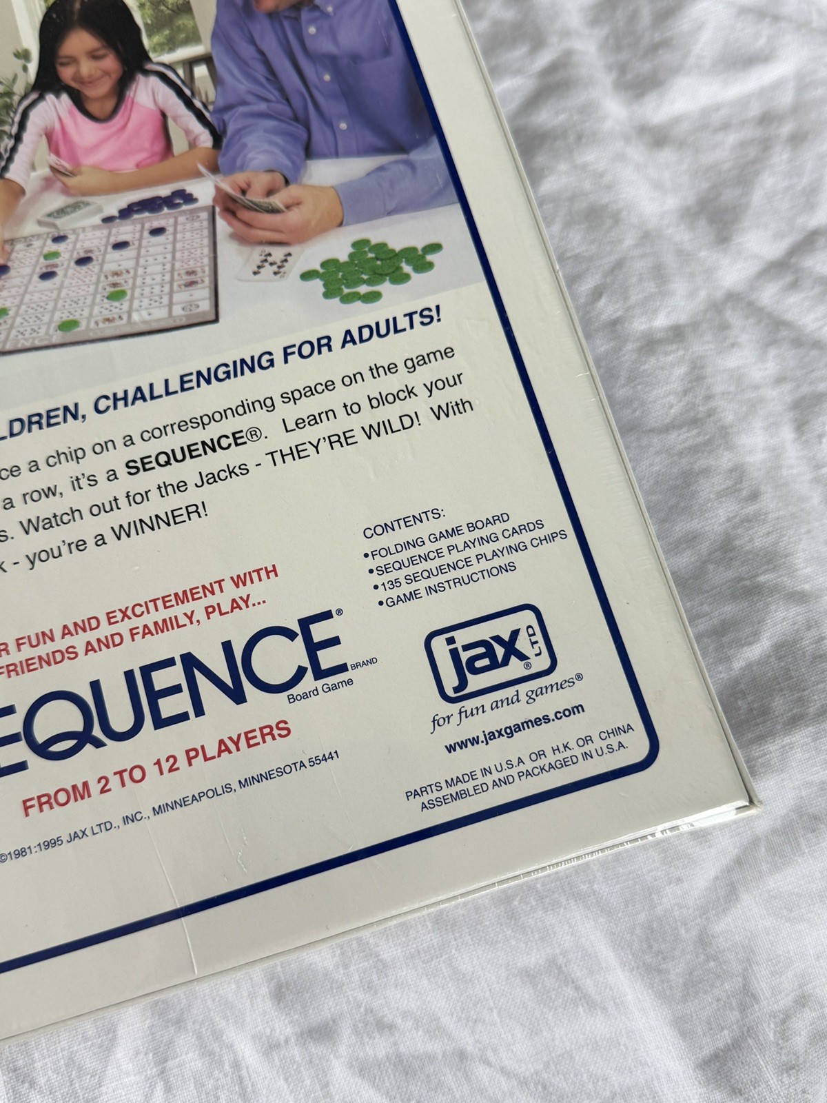 Sequence Board Game By Jax 1995 2 to 12 Players NEW IN SEALED BOX