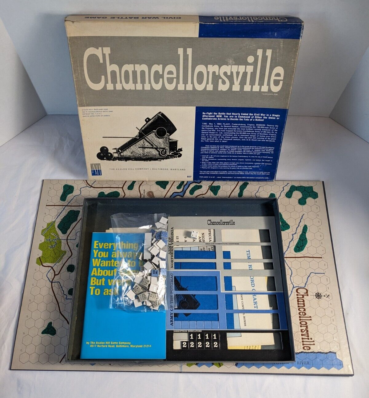CHANCELLORSVILLE War Board Game COMPLETE Avalon Hill 1961