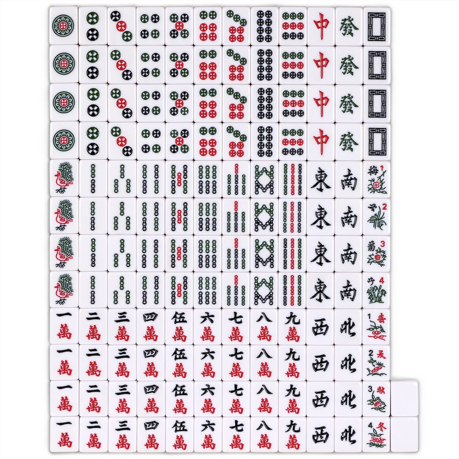 Professional Chinese Mahjong Green Bamboo Happiness 146-Tile Set FX-CM004 New