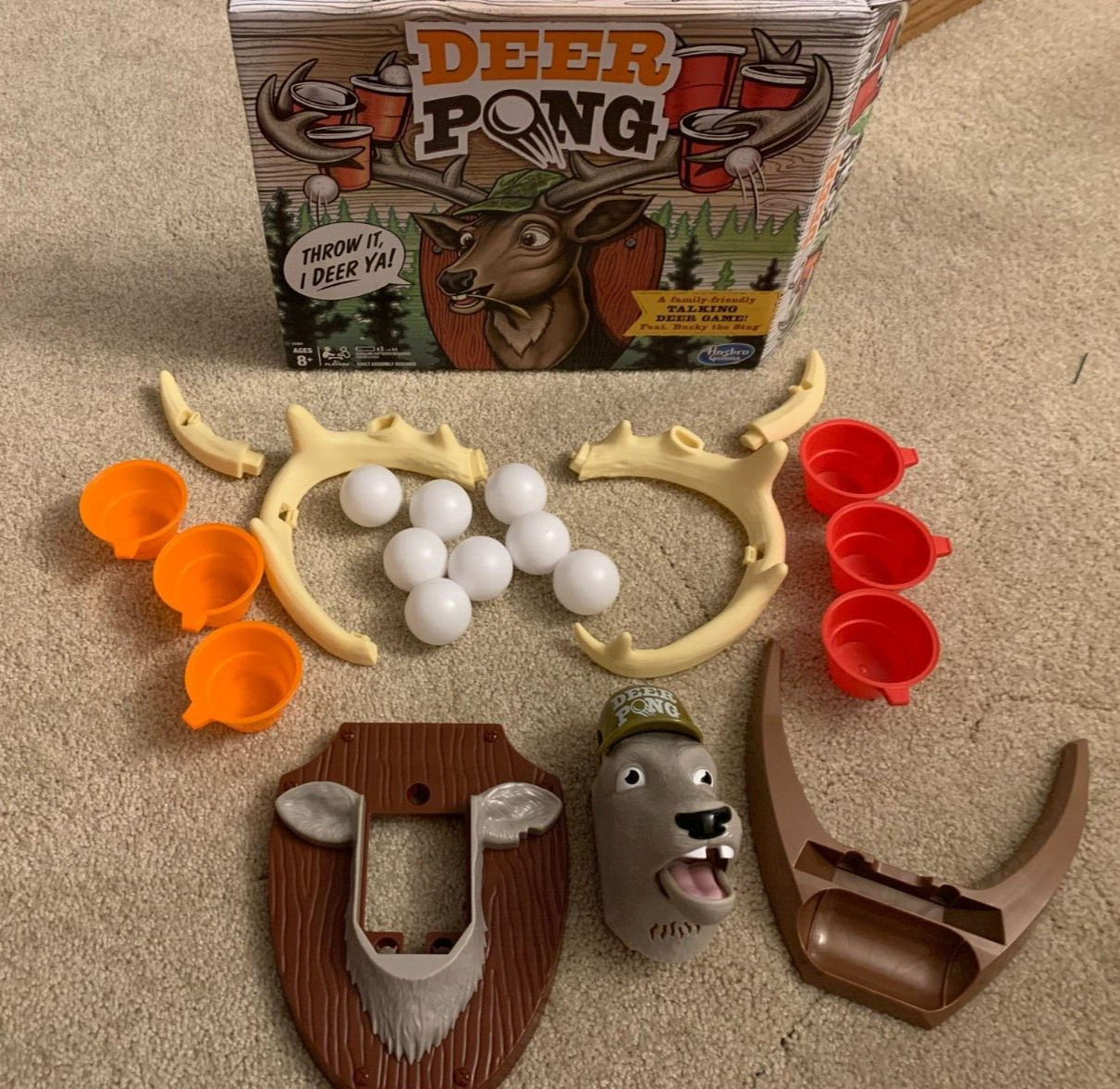 Hasbro Deer Pong Game with Talking Comical Deer Ages 8 & UP