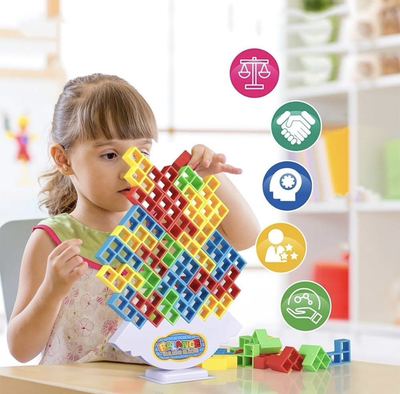 Tetra Tower Balance Game – 48PCS 3D Stacking Puzzle Blocks Educational STEM Toy