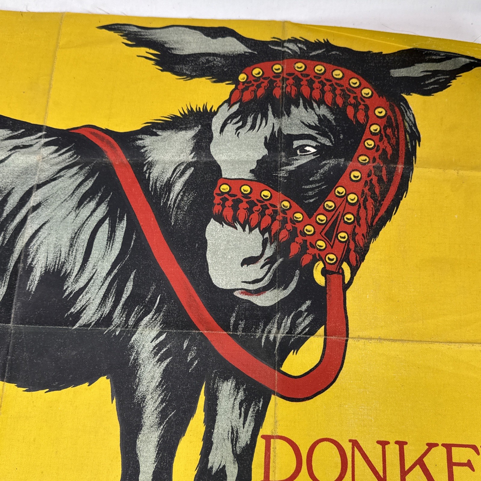 Antique Pin The Tail On The Donkey Party Muslin Game Saalfield Publishing Co.