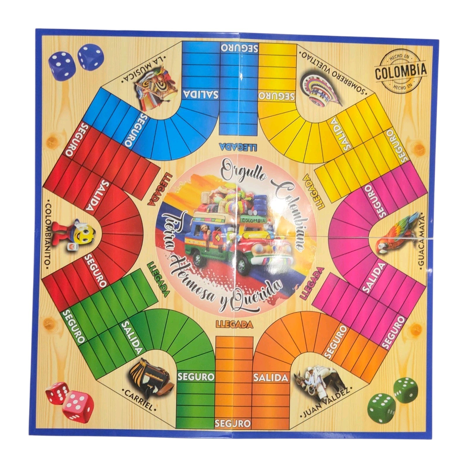 Double Sided Foldable Magnetic Colombian Parcheesi Board Game For 2 to 6 Players