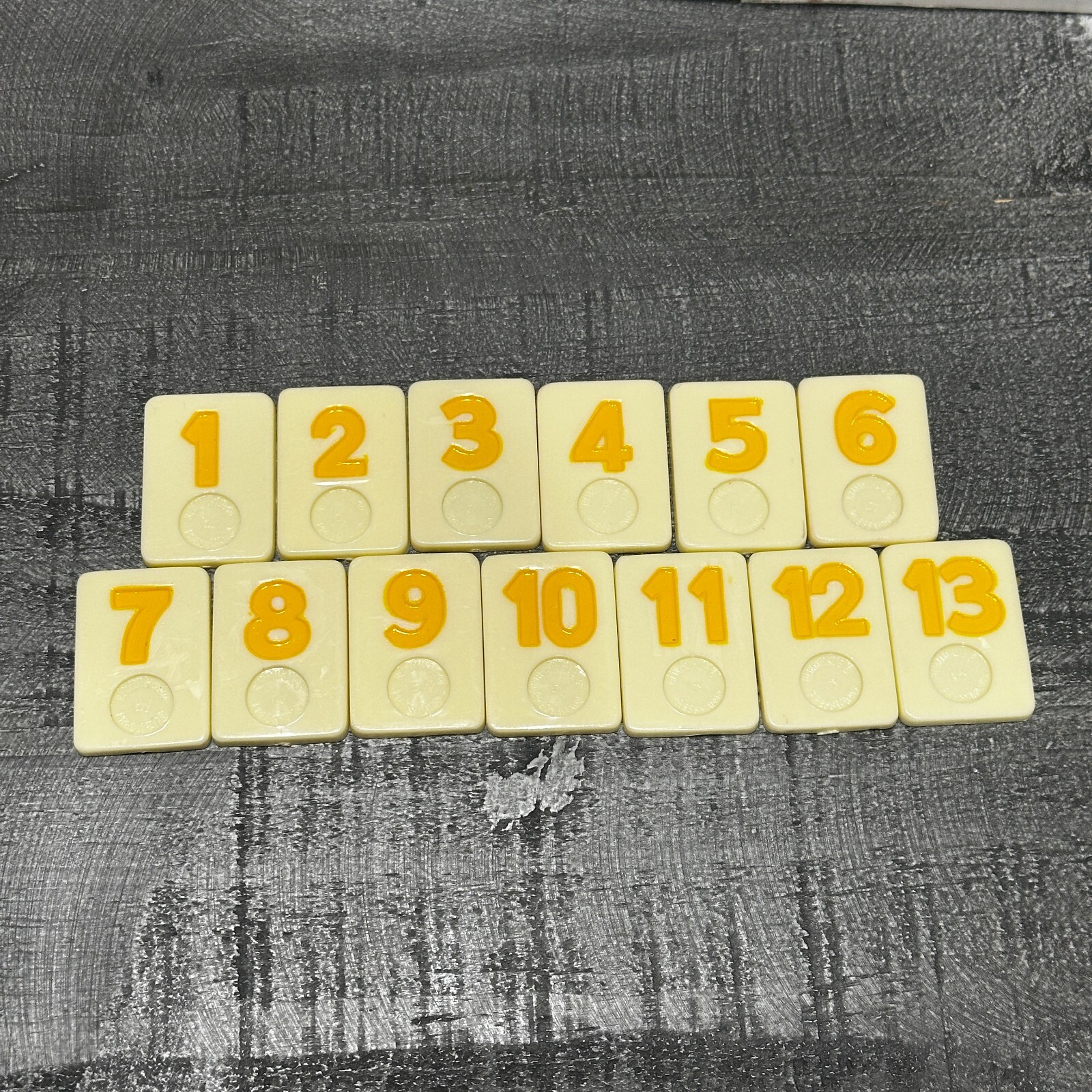 The Original Rummikub Tile Game Replacement Parts 1990 Tiles 1-13 Yellow