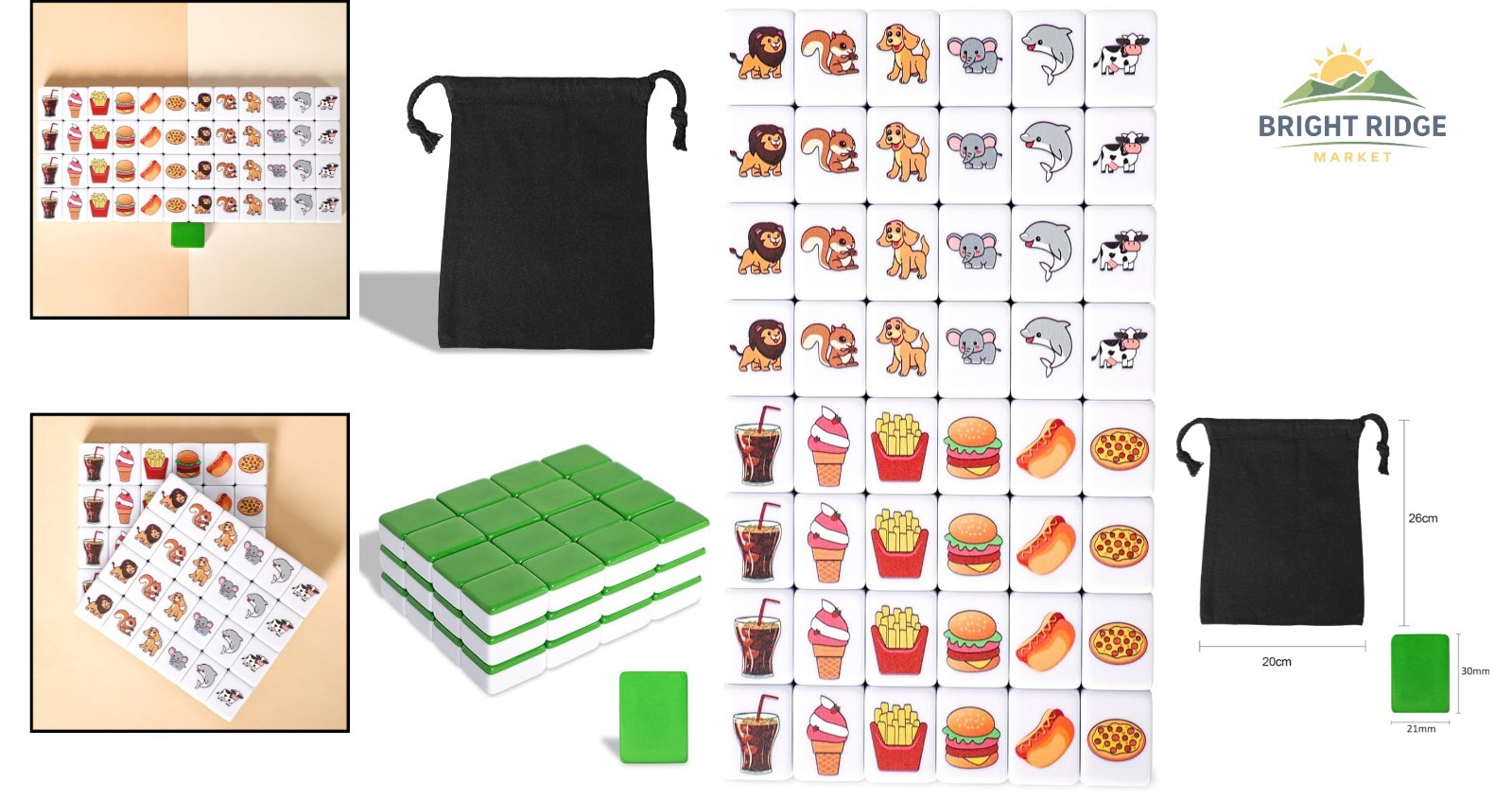Portable Mahjong Block Set with 50 Melamine Tiles and Carry Bag for Easy Travel