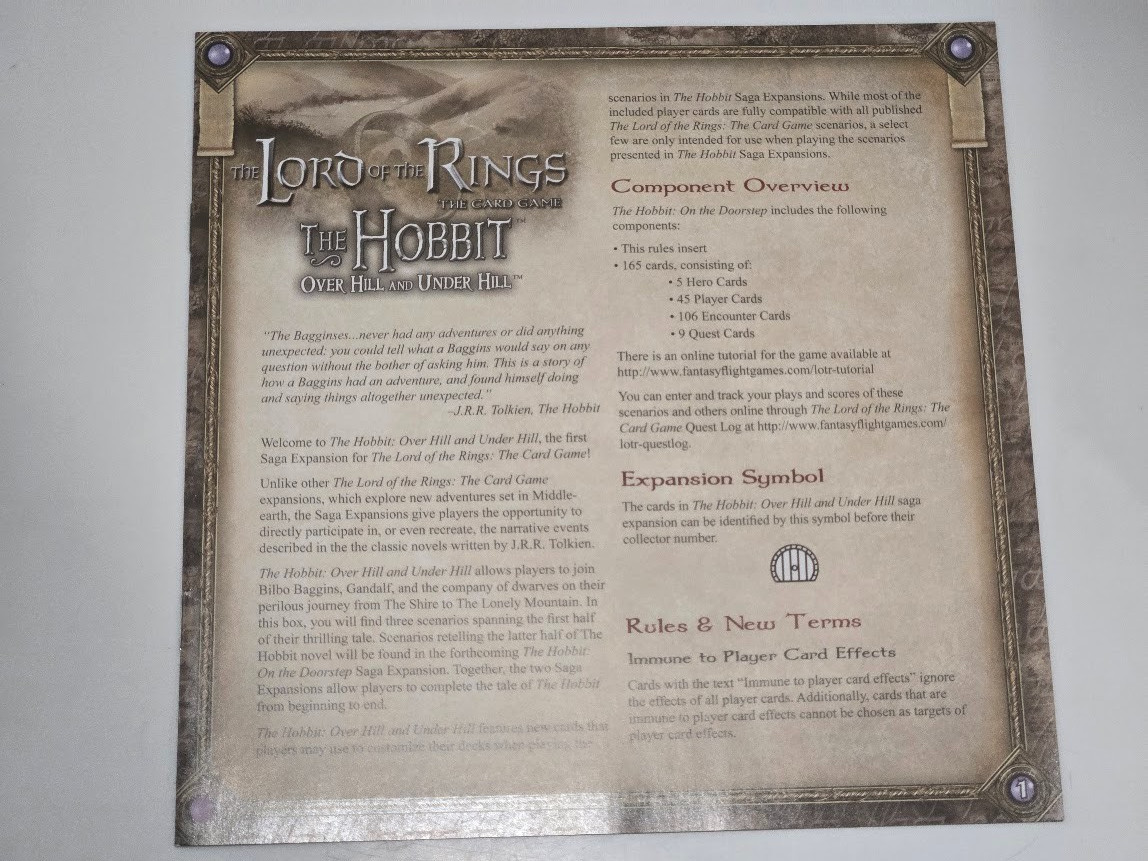 LOTR The Lord of the Rings The Card Game LCG The Hobbit Over Hill and Under Hill