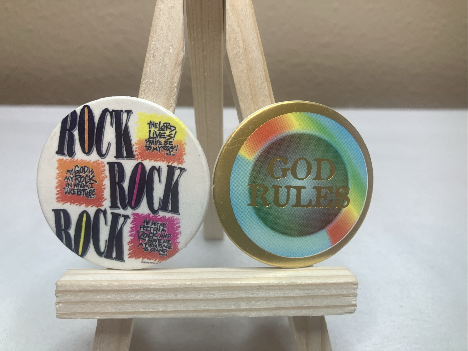 Vintage POGs Lot Of 30 Religious Christian Jesus Milk Caps w/Holder/Container