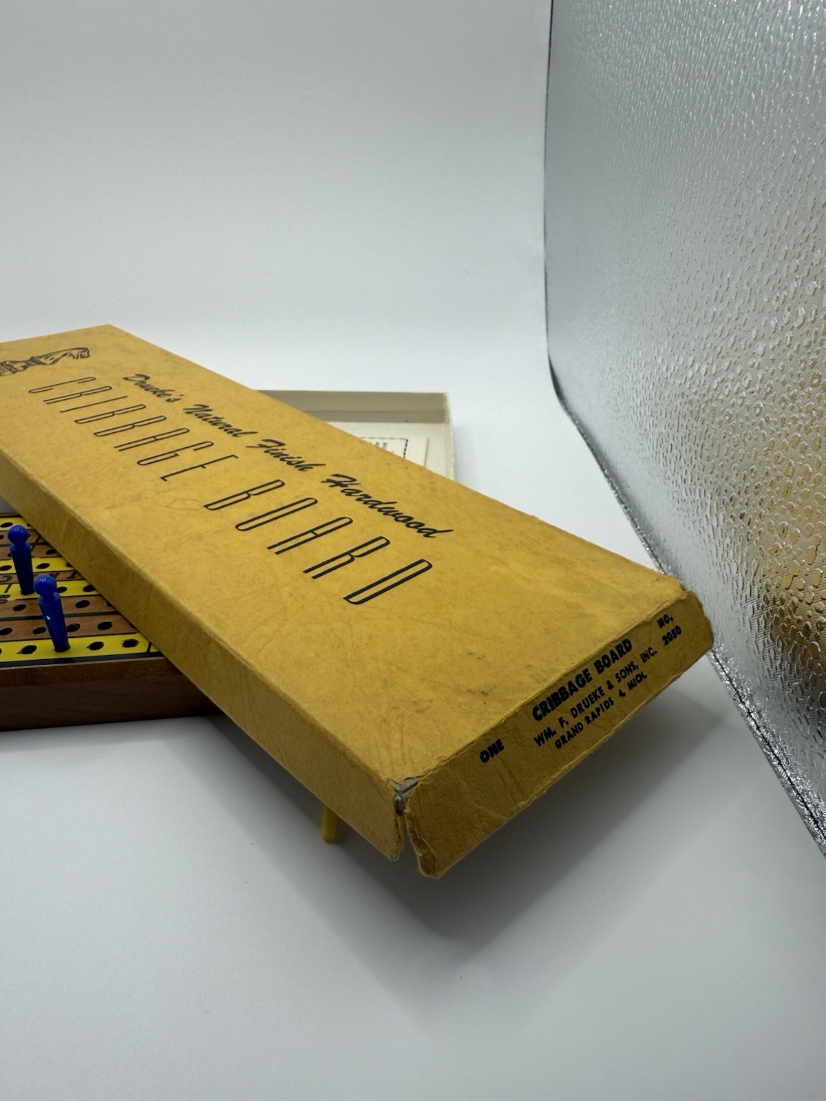 Drueke Cribbage Hardwood Board Game Set, Natural Finish, Pegs, Box, Instructions