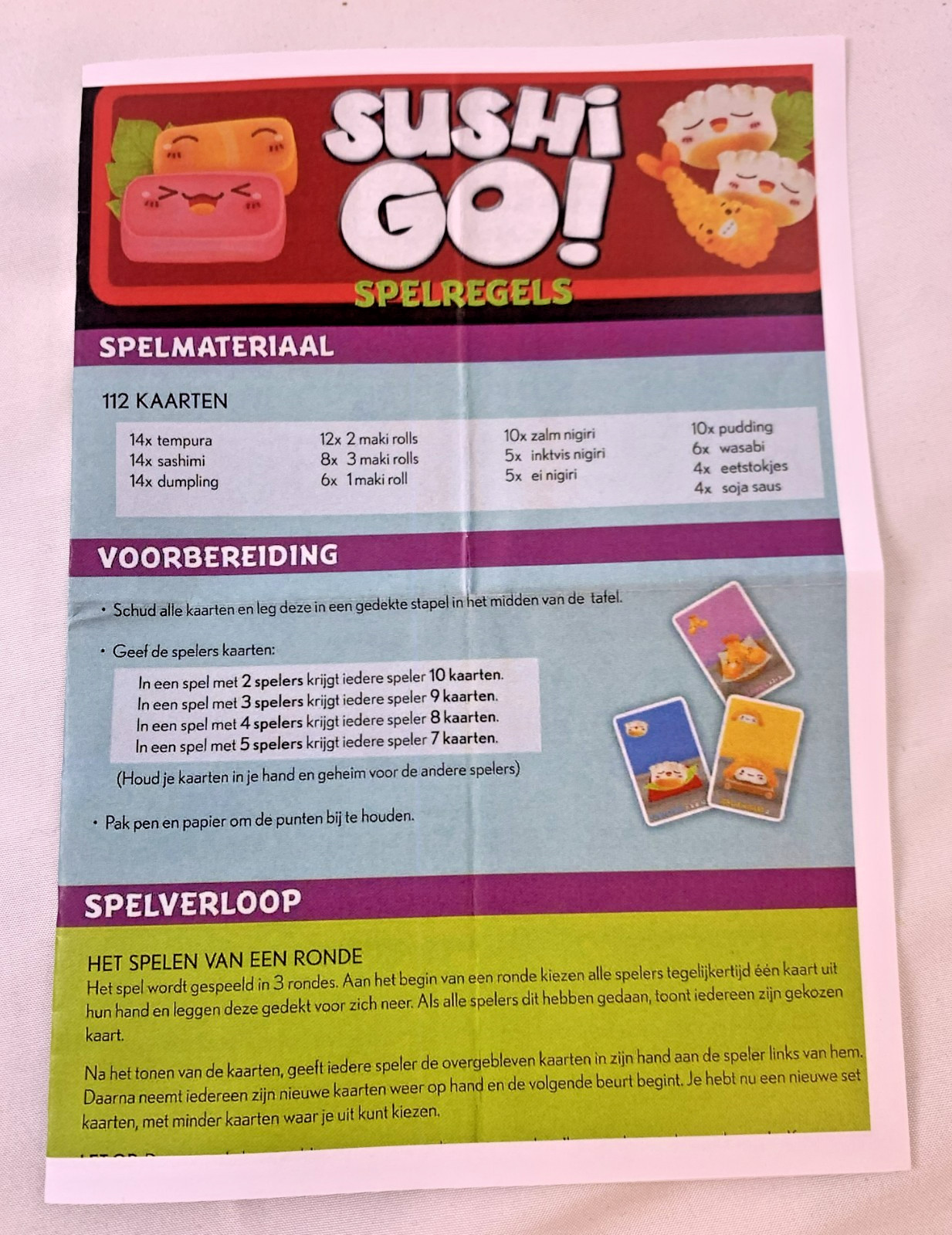 Sushi Go Card Game White Goblin Games Family Game Complete Dutch