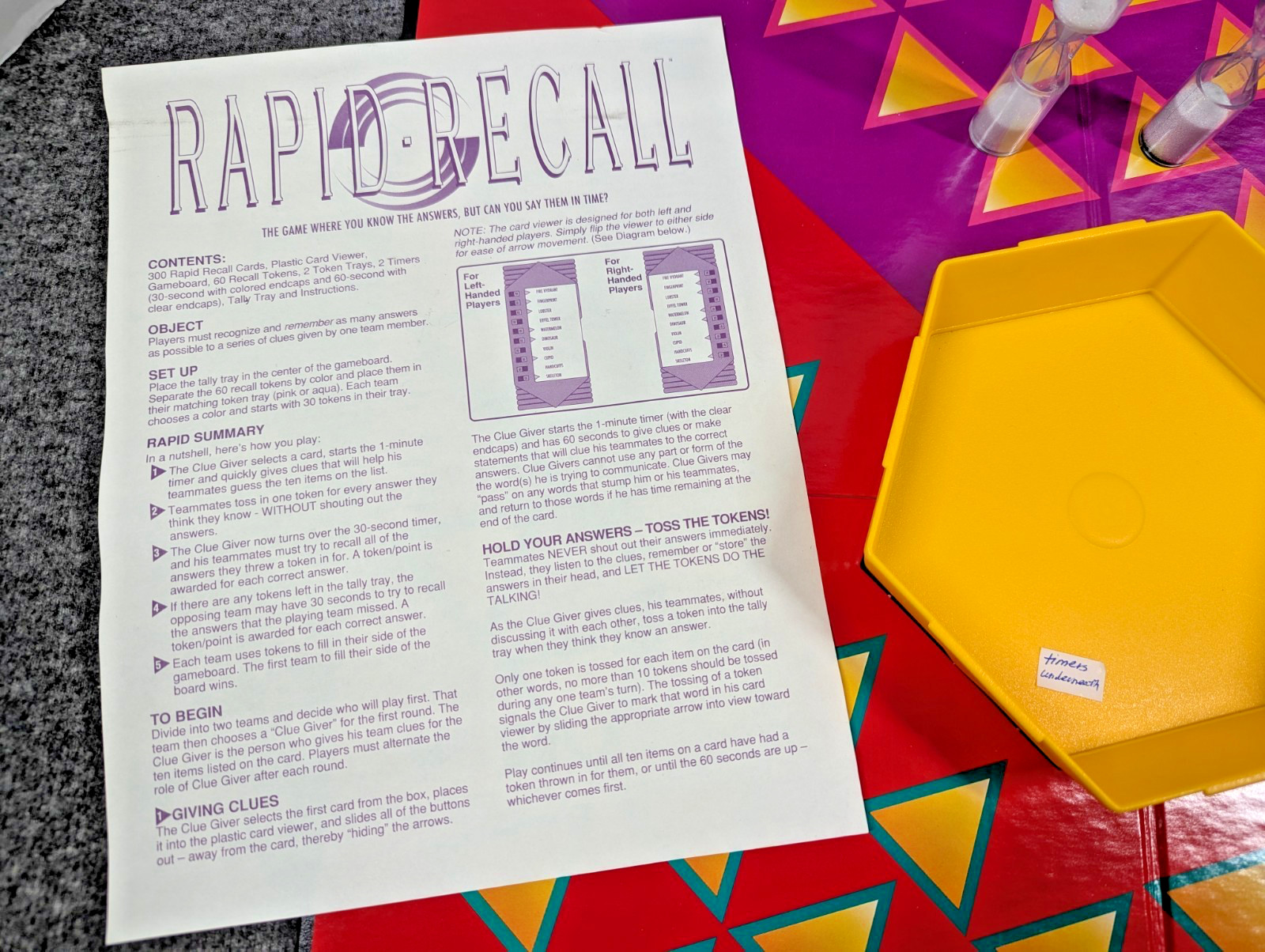 Vintage Rapid Recall Board Game (1993) Fast Fun Memory 100% Complete