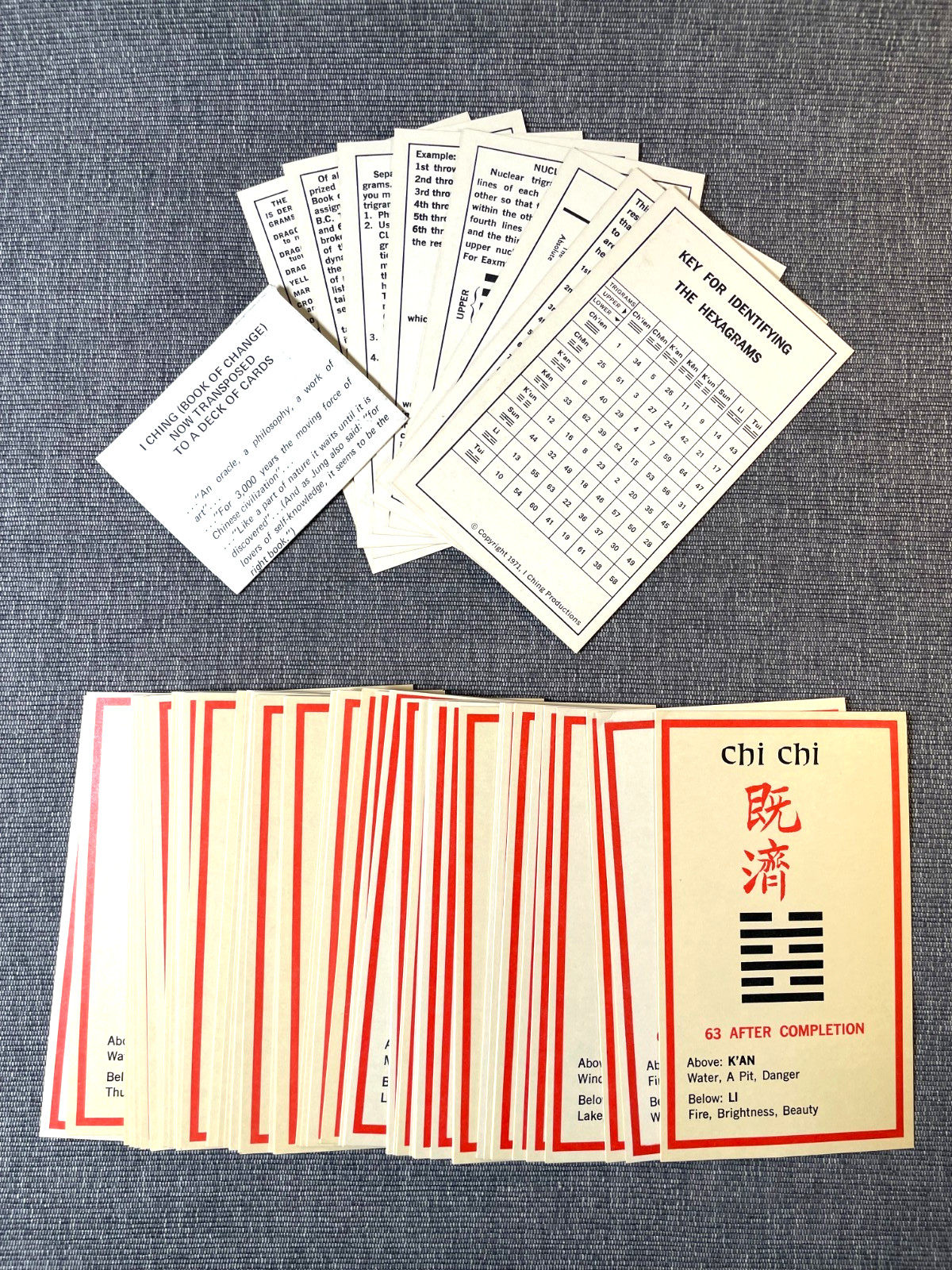 I Ching Cards Complete Boxed Set 1971 Vintage I Ching Productions Made in USA