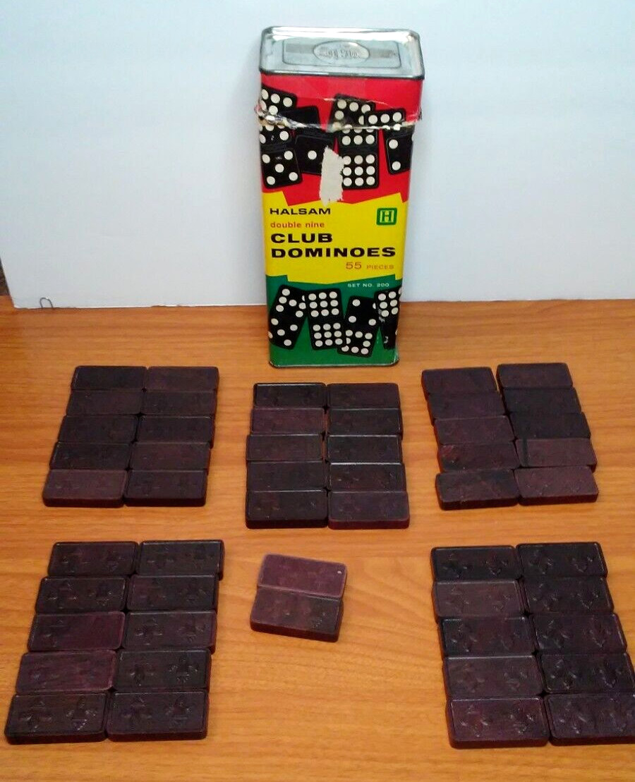 Halsam Double Nine Club Dominoes Game Set No. 200 Vintage 1970s Playskool USA