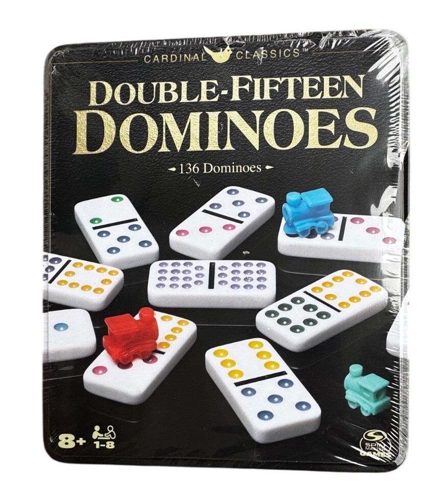 Cardinal Classics Double 15 Dominoes Set in Tin Family Game Ages 8+ 2-6 Players