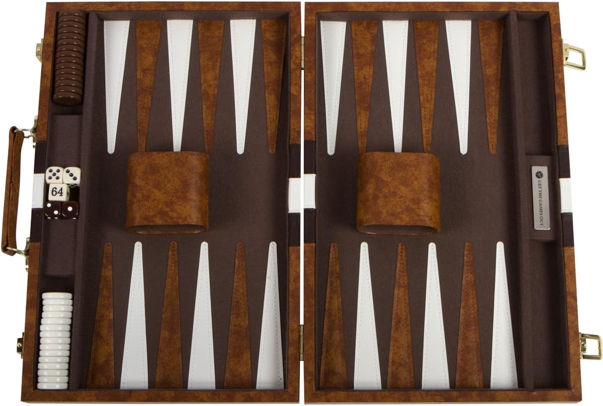 Portable Backgammon Game – Luxury Medium Set with Felt Interior for 2 Players