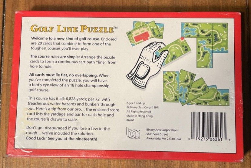 GOLF LINE PUZZLE Brain Teaser 1994 Binary Arts Corporation Sealed New