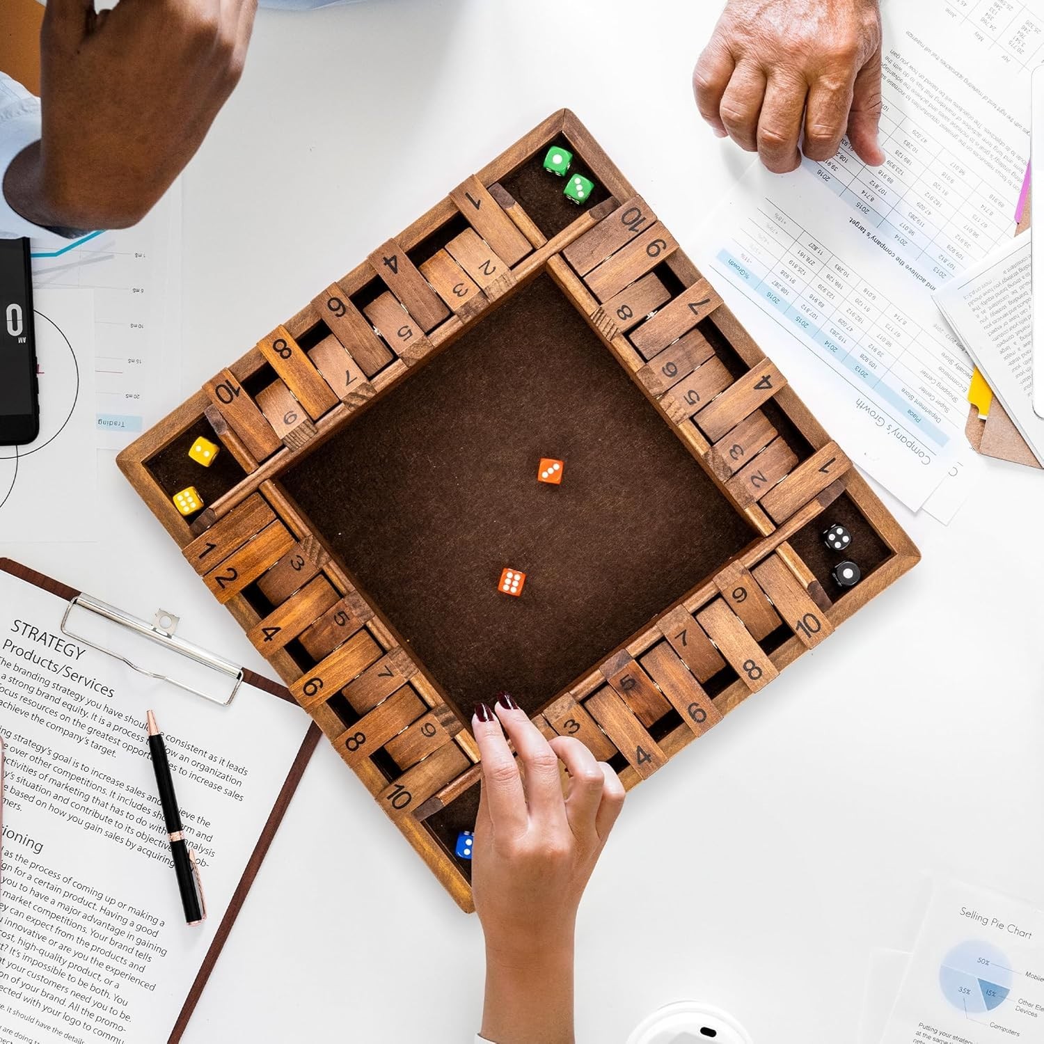 Educational Classic 4-Way Shut The Box Game – 14″ Wooden Board for All Ages