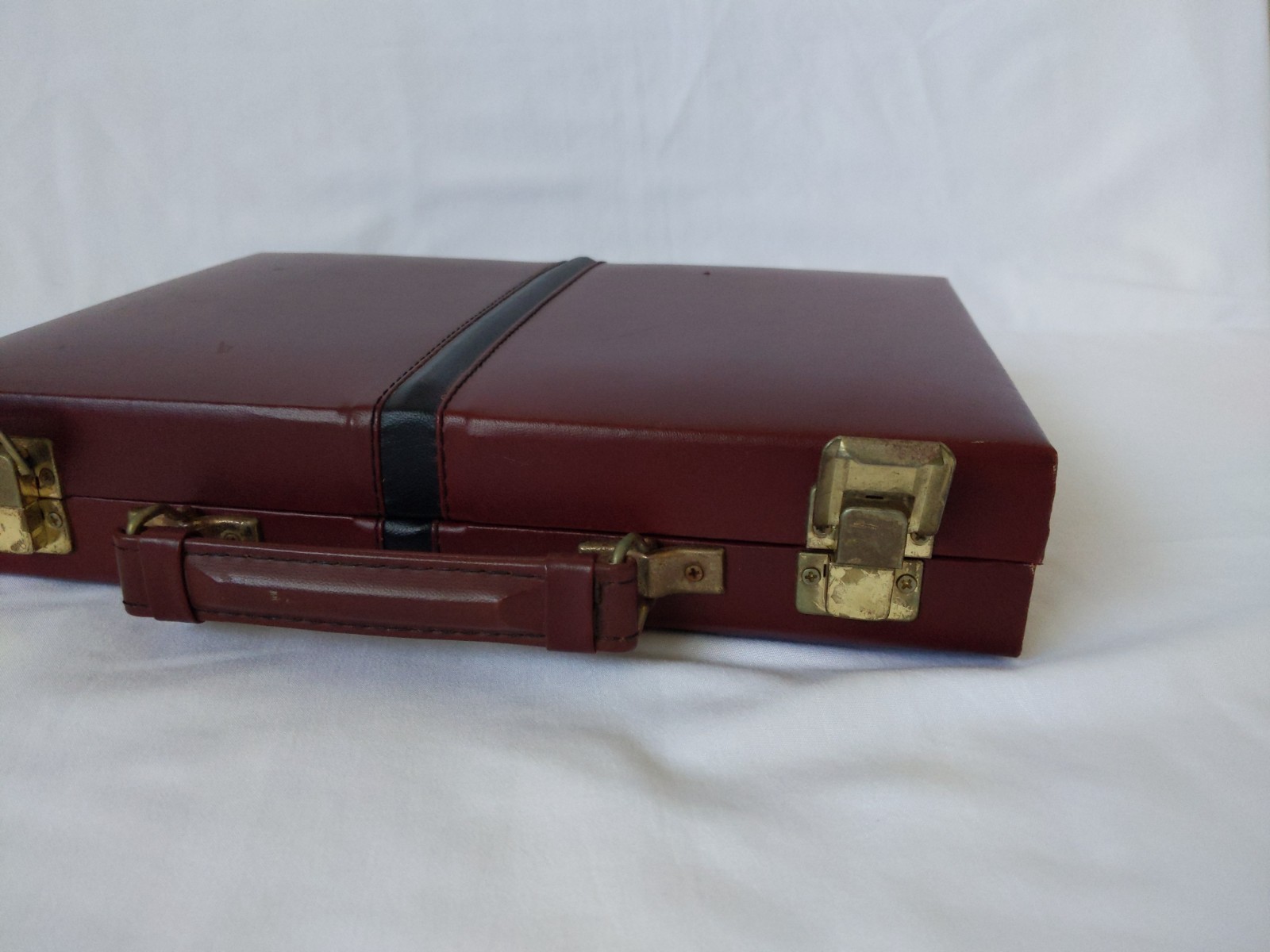Vintage MR MAN Backgammon Board Game Leather Travel Case Box Brown Briefcase