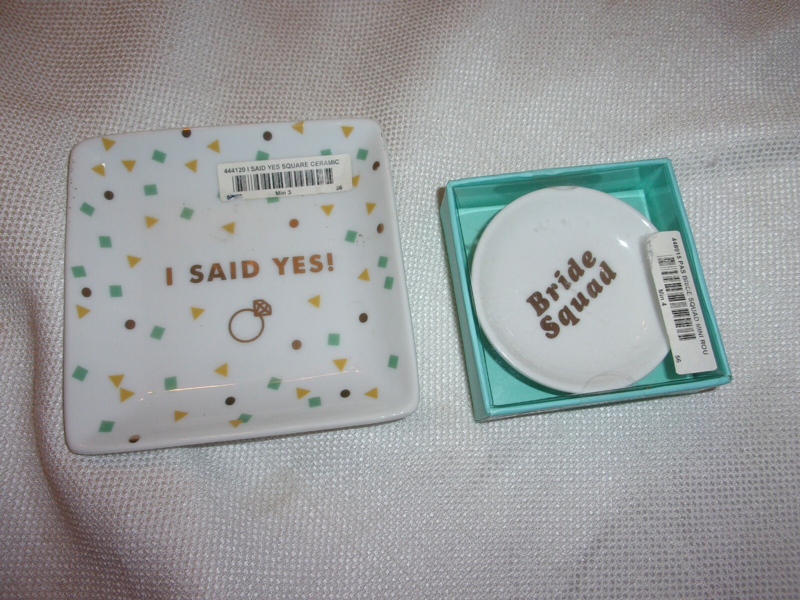 WEDDING BRIDE SQUAD TURQUOISE I SAID YES RING TRAY HOLDER TRINKET LOT