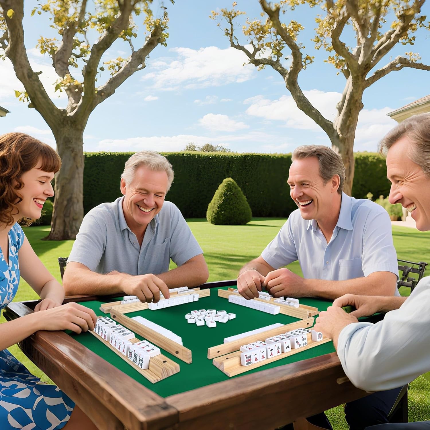 Upgraded Mahjong Racks with Pushers, Set of 4 Trays for American Mahjong Game…