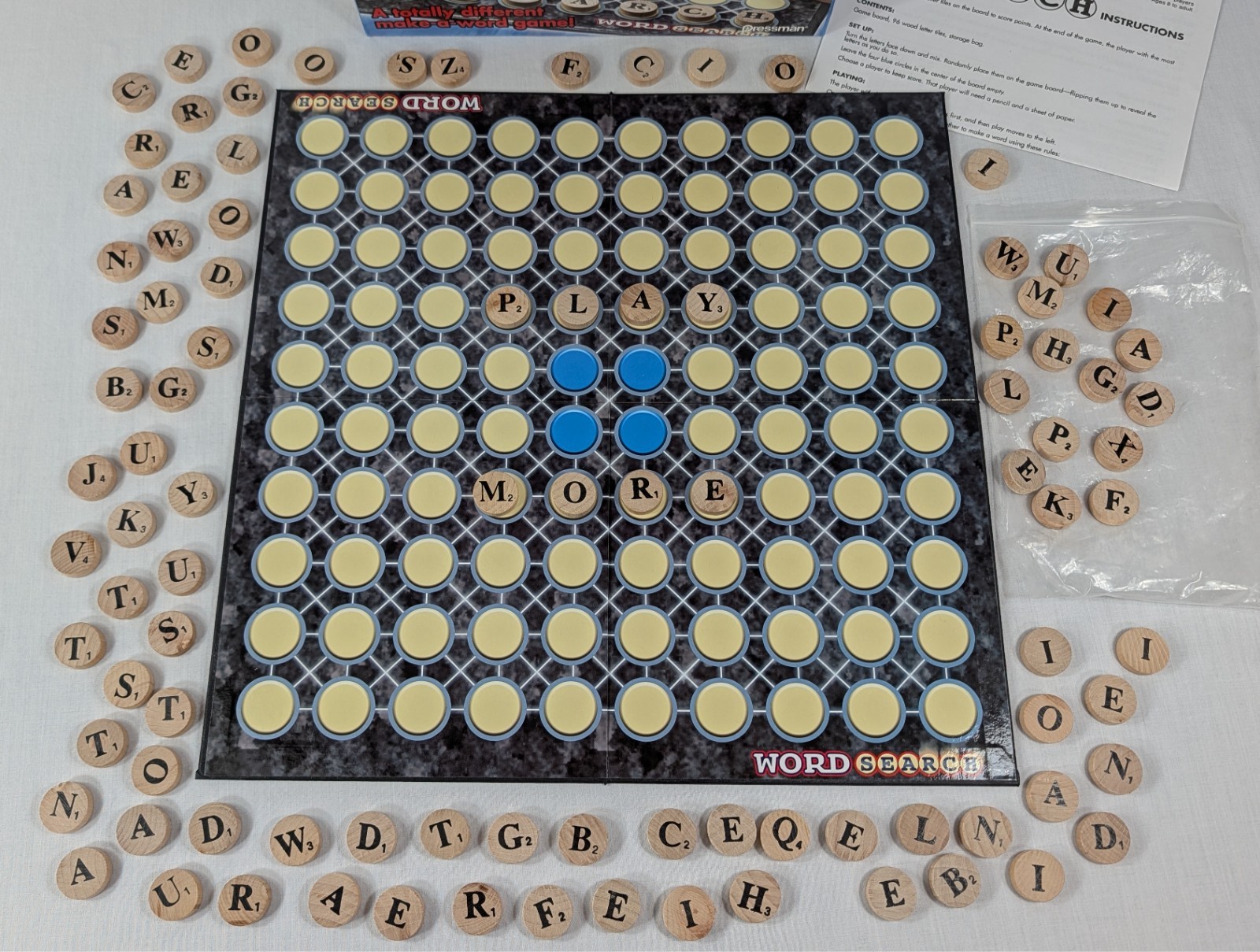 Word Search Board Game by Pressman Wooden Tiles Ages 8+ Pre-owned