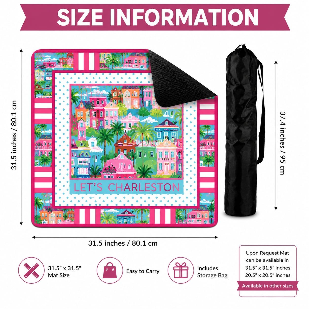Mahjong Game Mat 31.5″ Non-Slip Waterproof Table Mat with Carry Bag Thick