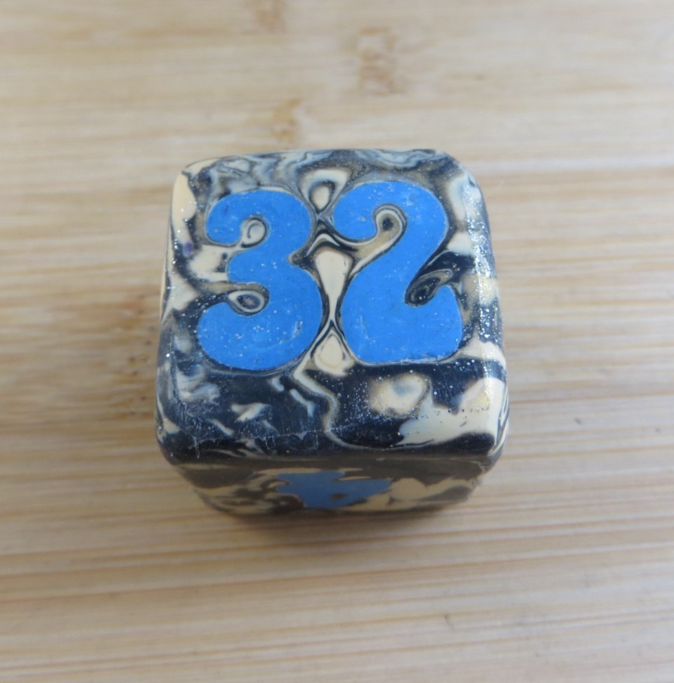 Jena’s Handmade Backgammon Doubling Cube Blue Tan Sterling Silver Wild Cat #410