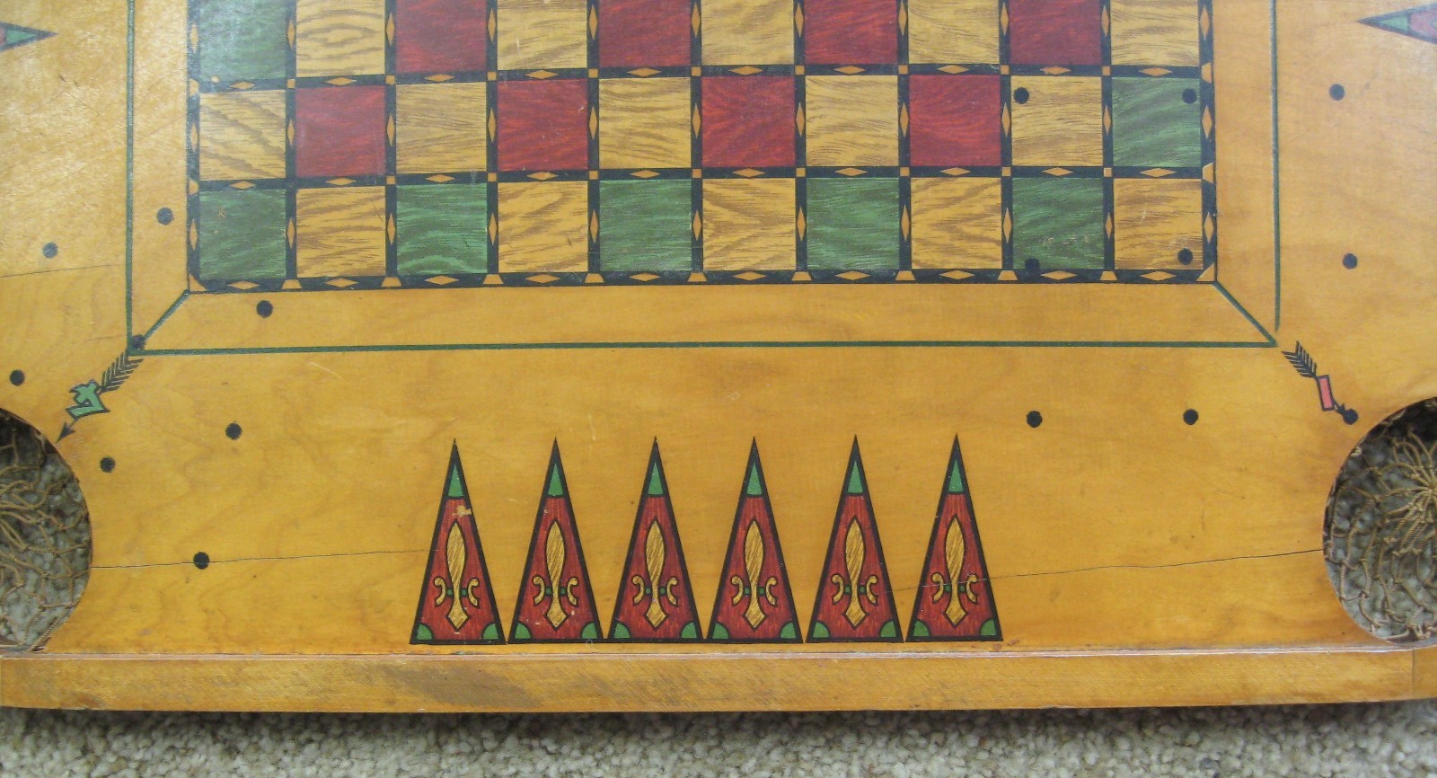 Early 1900’s CARROM-ARCHARENA “FLAGS Of The NATIONS” CROKINOLE / CARROM BOARD #2