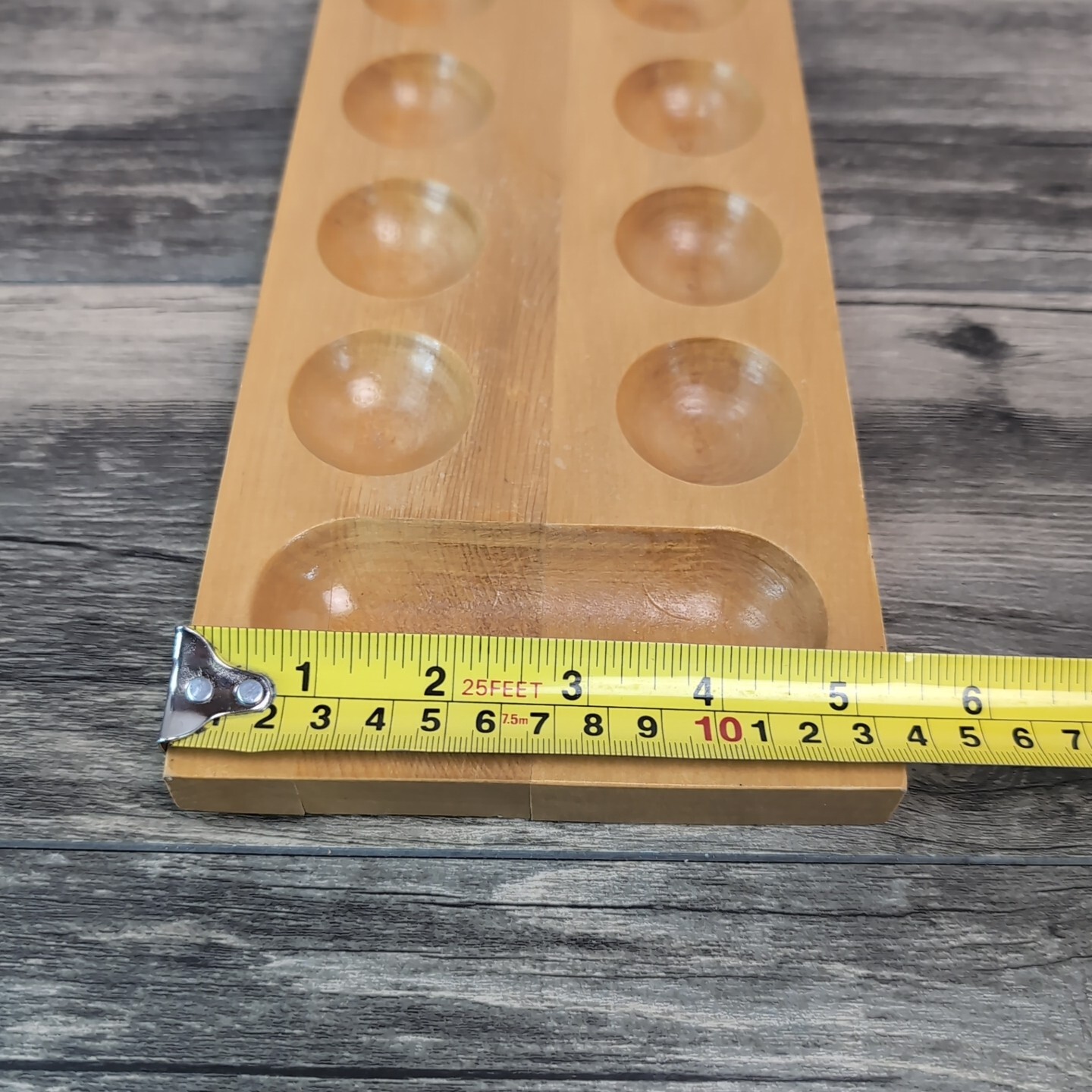 Mancala Solid Wood Game Board Gemstone Playing Pieces Not Included 17″