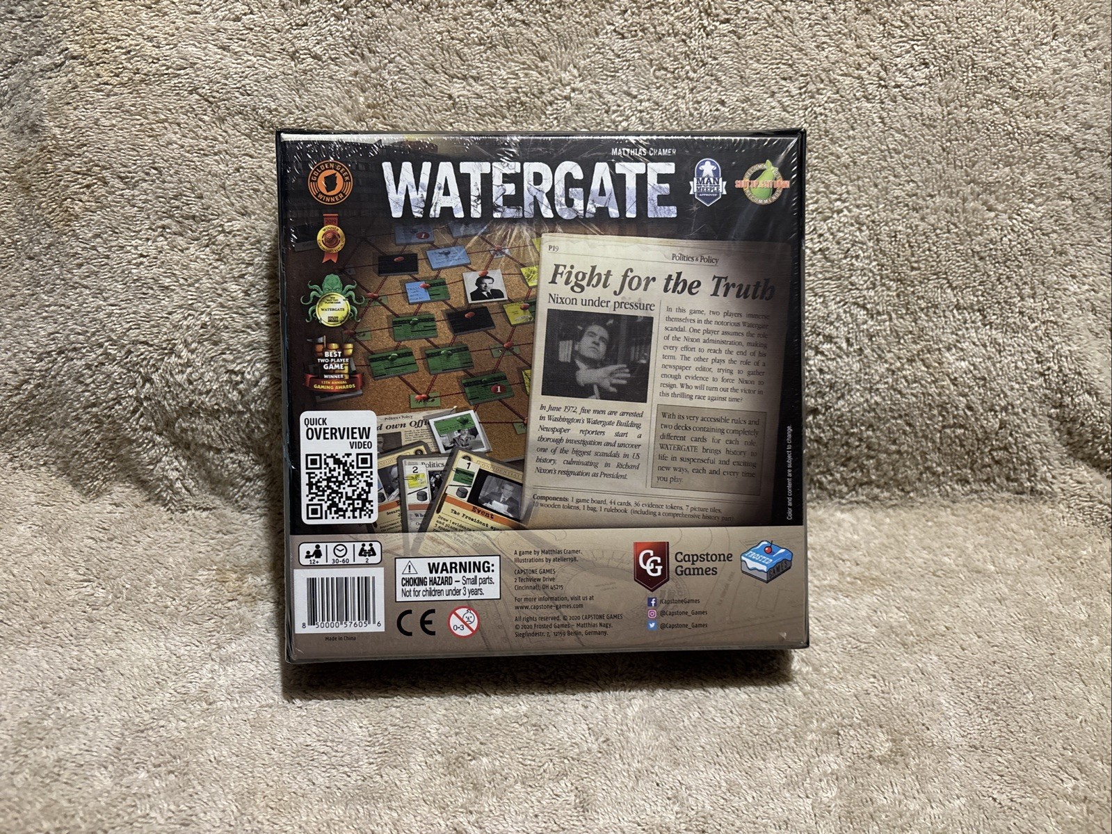 Watergate Board Game – Capstone Games New Sealed