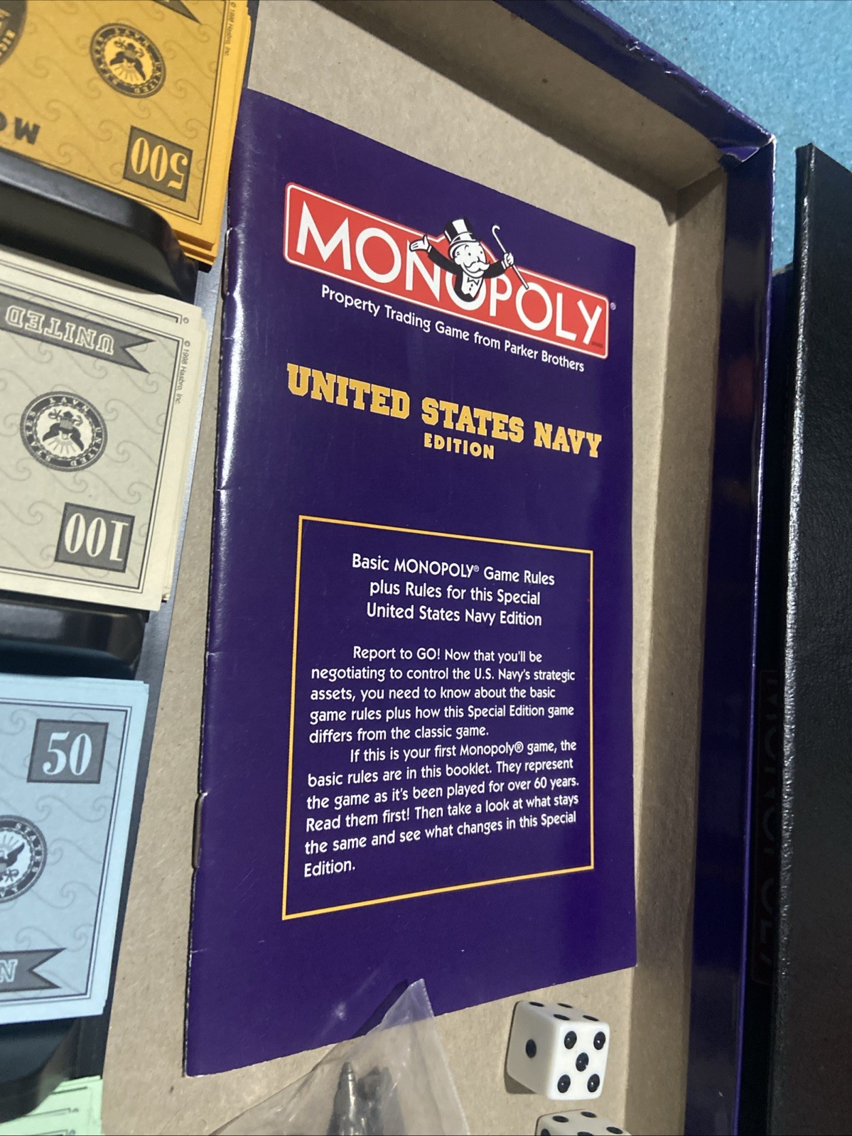 Monopoly United States Navy Edition Board Game 8 Pewter Tokens 2000 Read Desc.