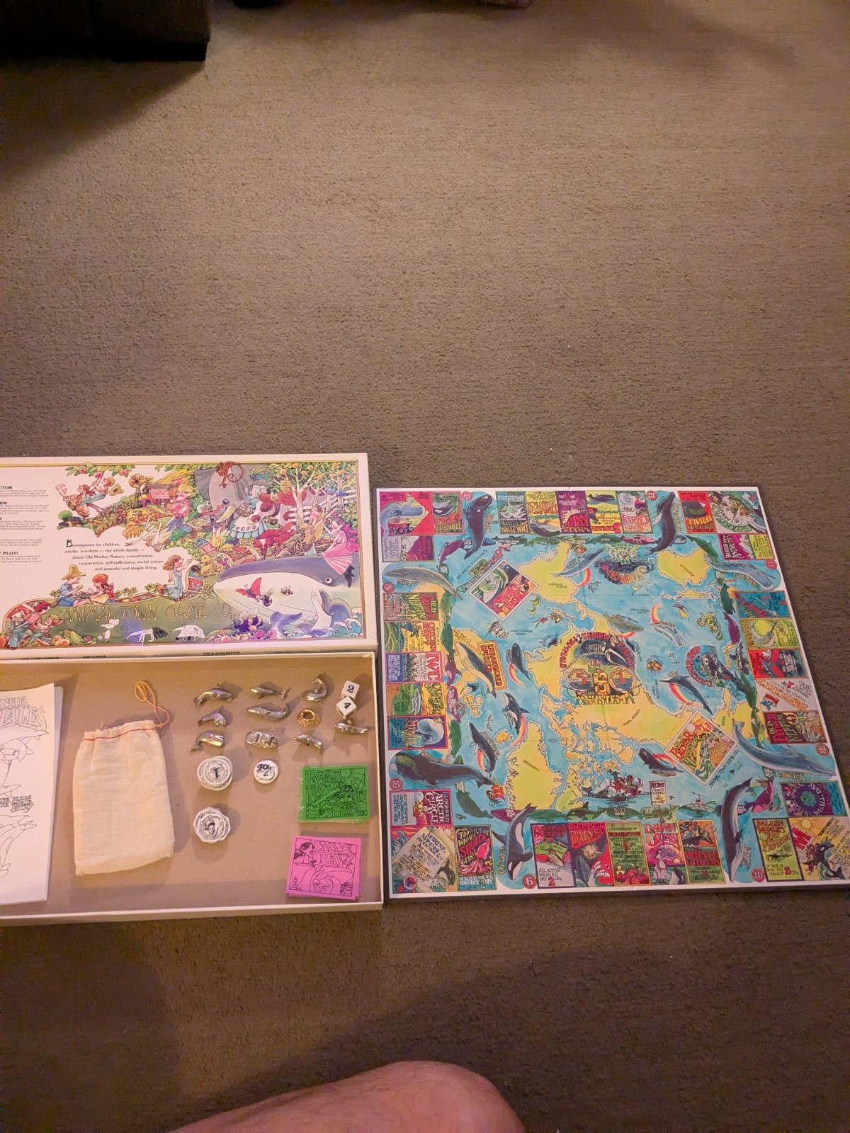Animal Town Save the Whales Board Game Toy Waldorf Hearth Song Cooperative 1978