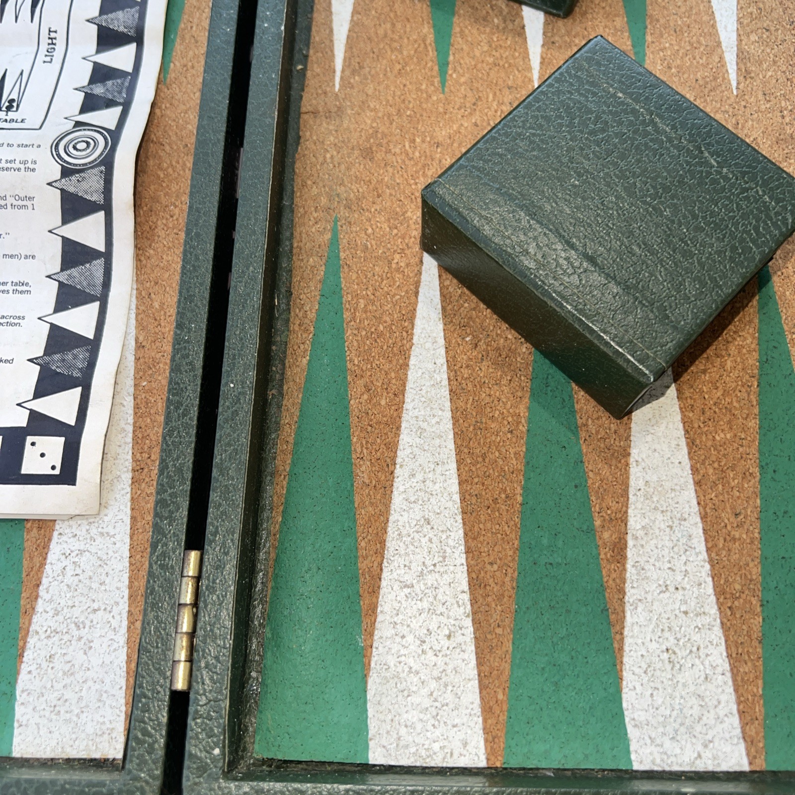 Vintage All-Mart Backgammon Set Bakelite/Catalin Green Swirl – Case Cork Board