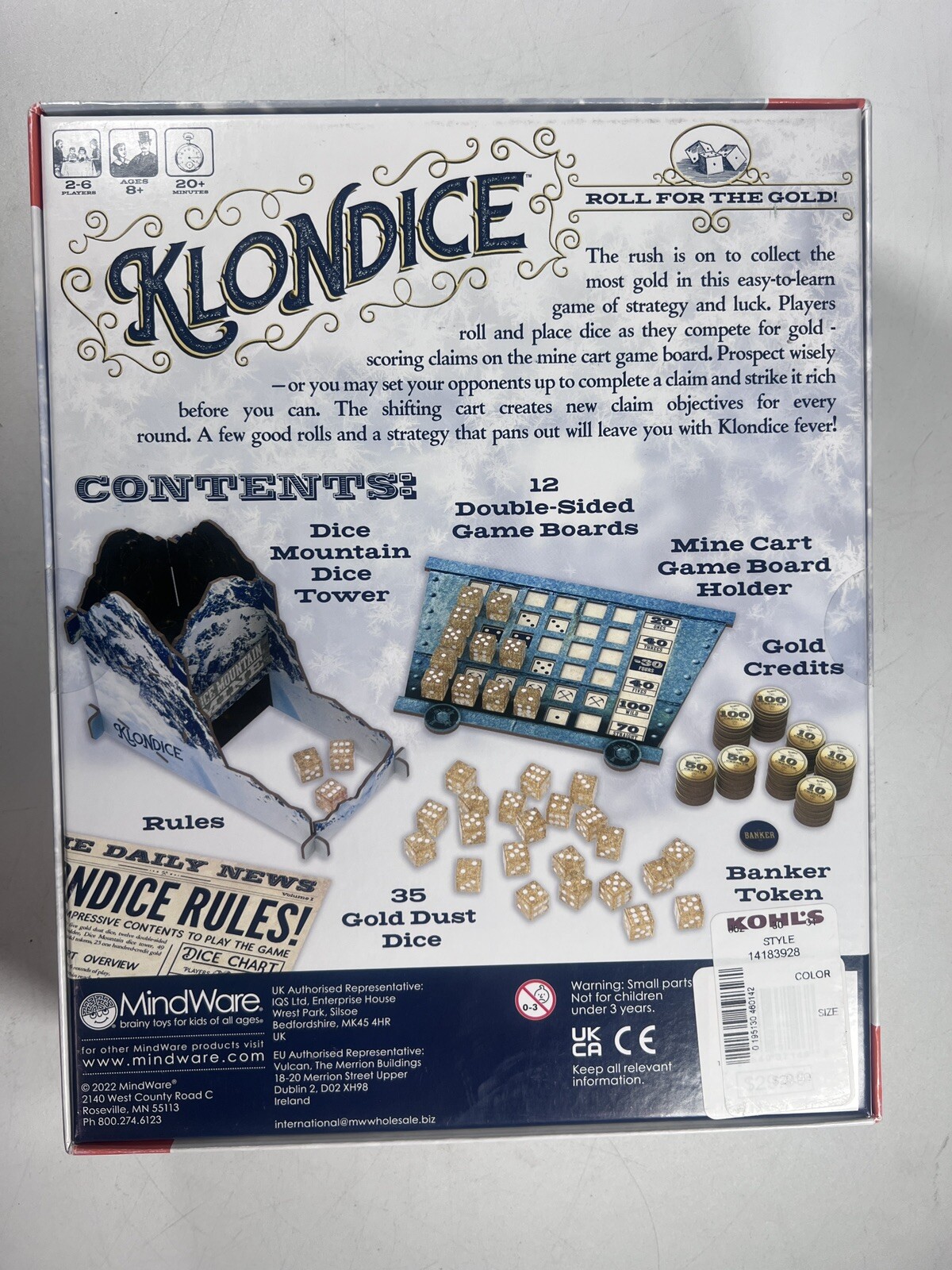 New & Sealed! MindWare Klondice Roll for the Gold Game Ages 8+ for 2-6 players
