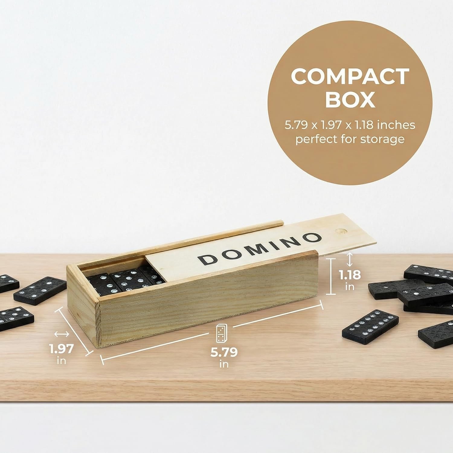 Mini Wooden Dominoes Set for Adults – Double 6 Game in Portable Wooden Case