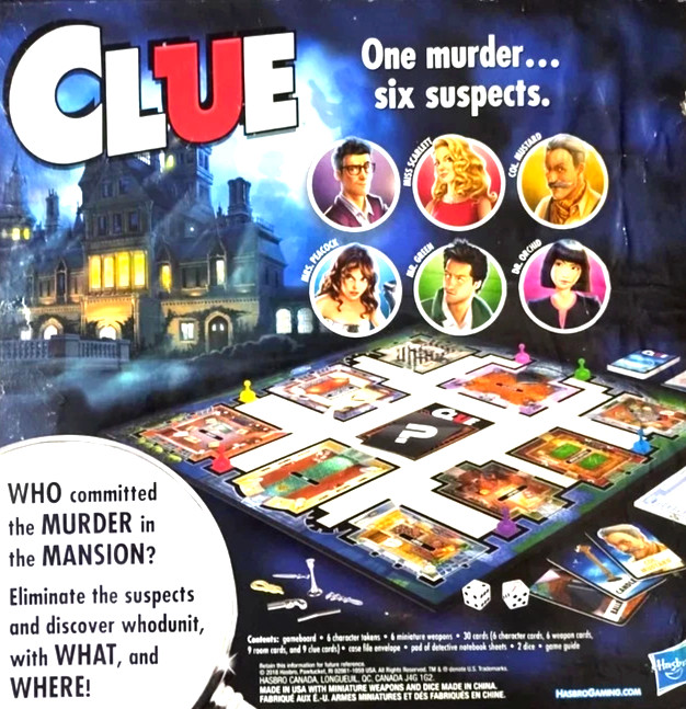 Clue, Classic Mystery Board Game NEW! Age 8 up, One Murder 6 Suspects whodunit?