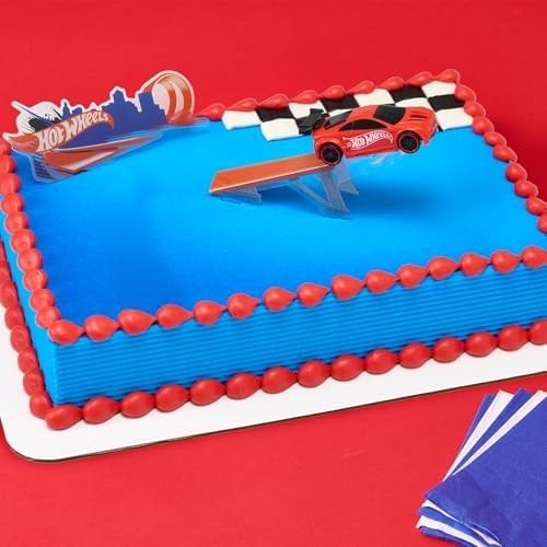 DecoSet® Hot Wheels™ Supreme Speed Cake Topper, Car Cake Decoration Set with Veh