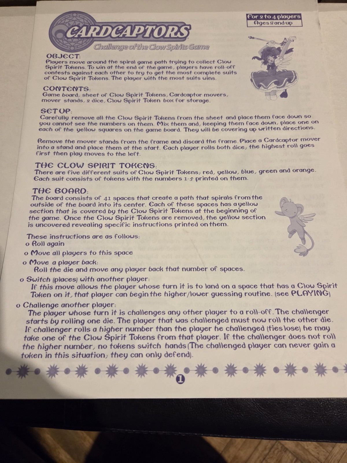 Cardcaptors: Challenge of the Clow Spirits Anime Board Game – 2001
