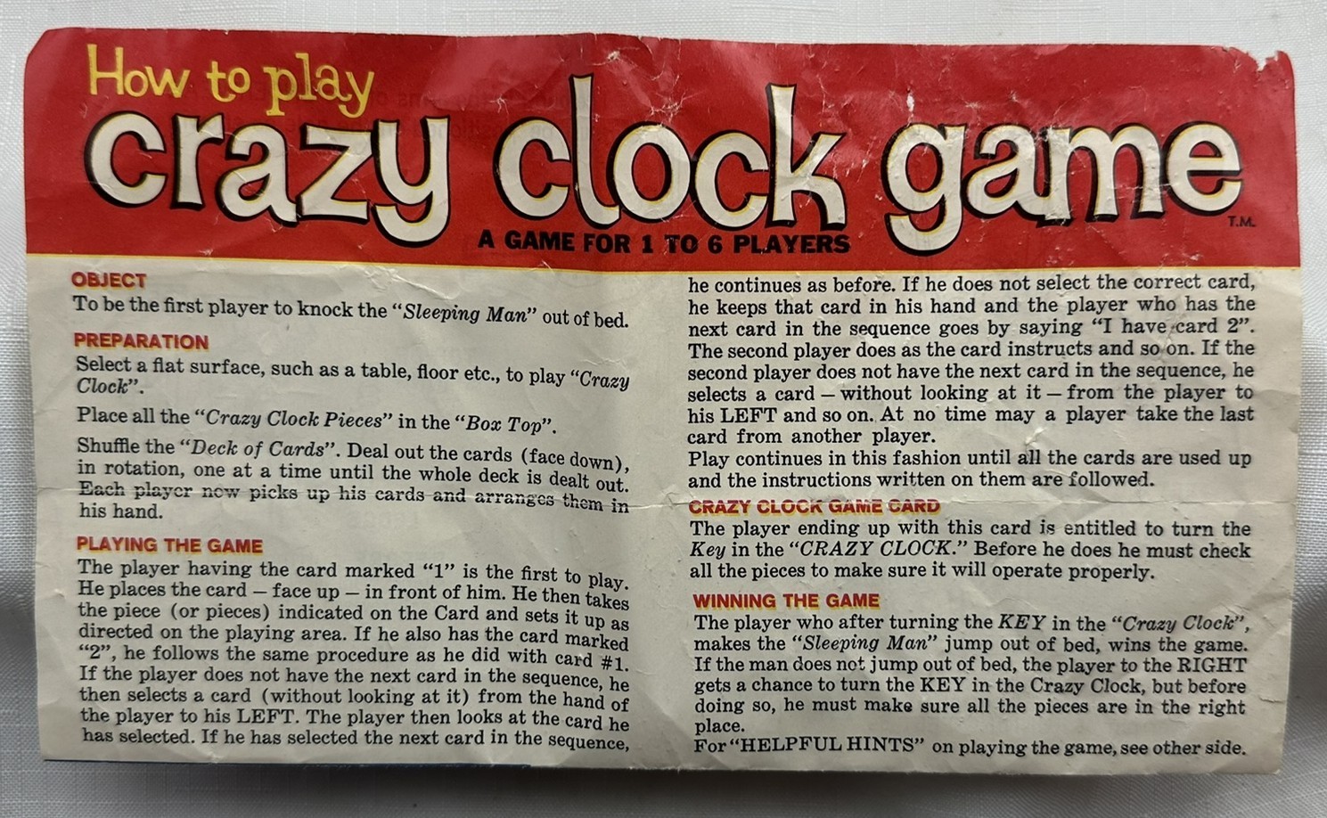 1964 Crazy Clock Game by Ideal Complete in Great Condition FREE SHIPPING
