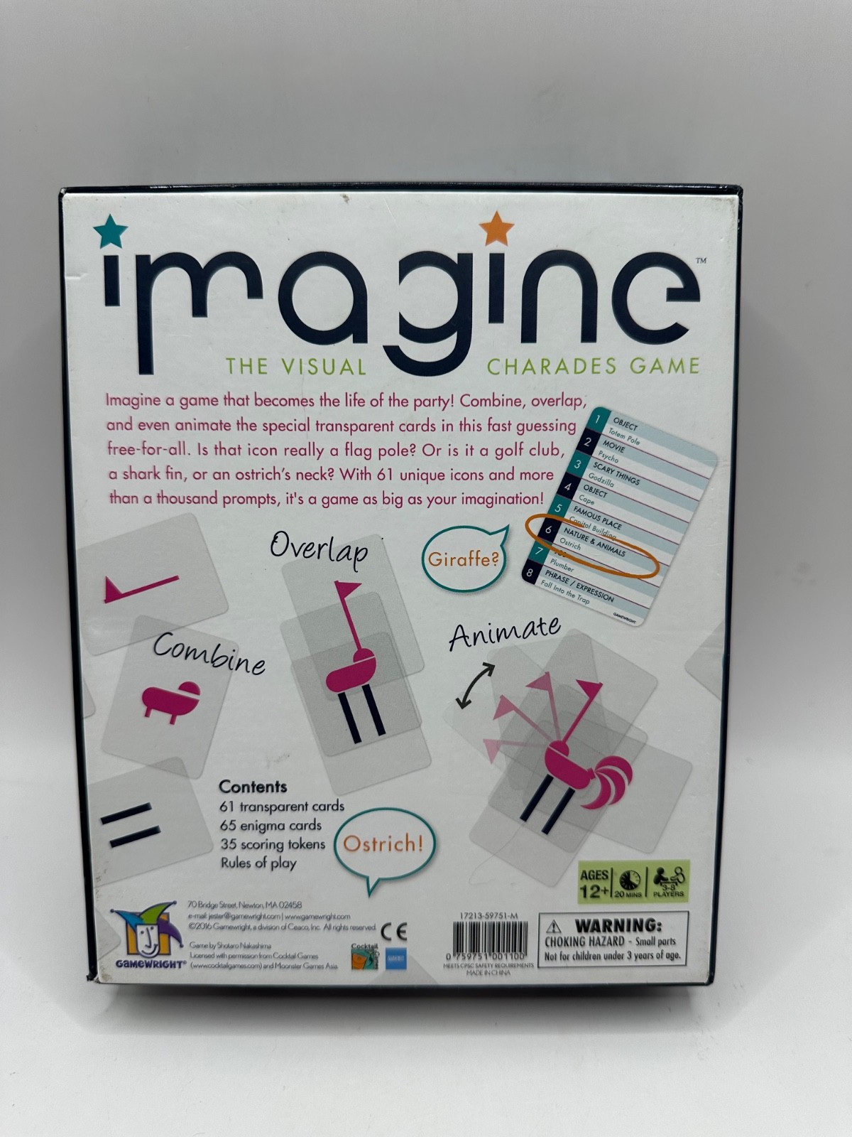 Imagine The Visual Charades Game Gamewright COMPLETE 3-8 Players Ages 12+