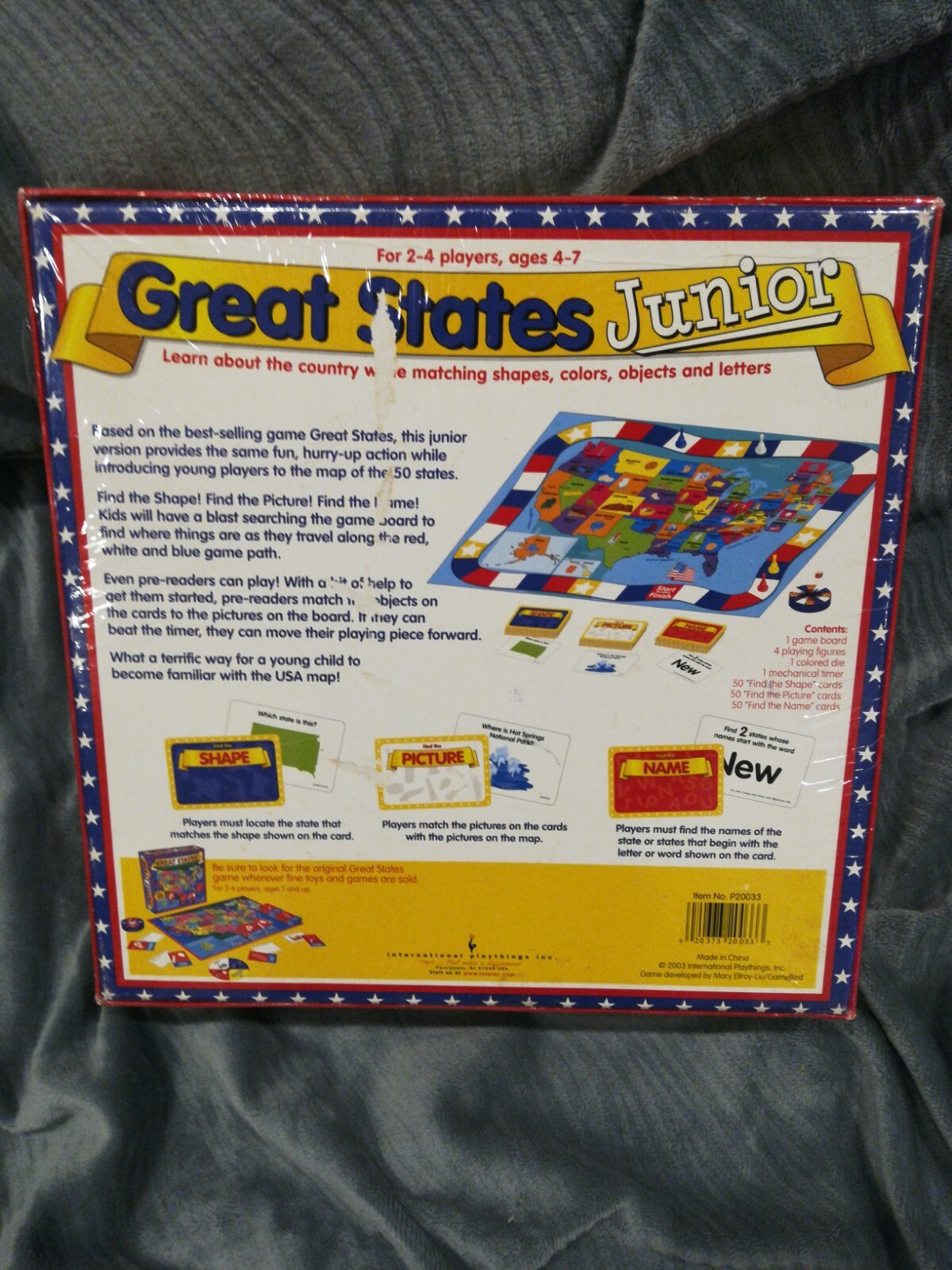 Great States Junior Board Game (2003, International Playthings) Complete