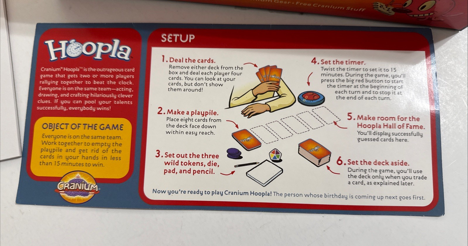 Hoopla Cranium Adult/Teen Board Game Where Every Second Counts COMPLETE