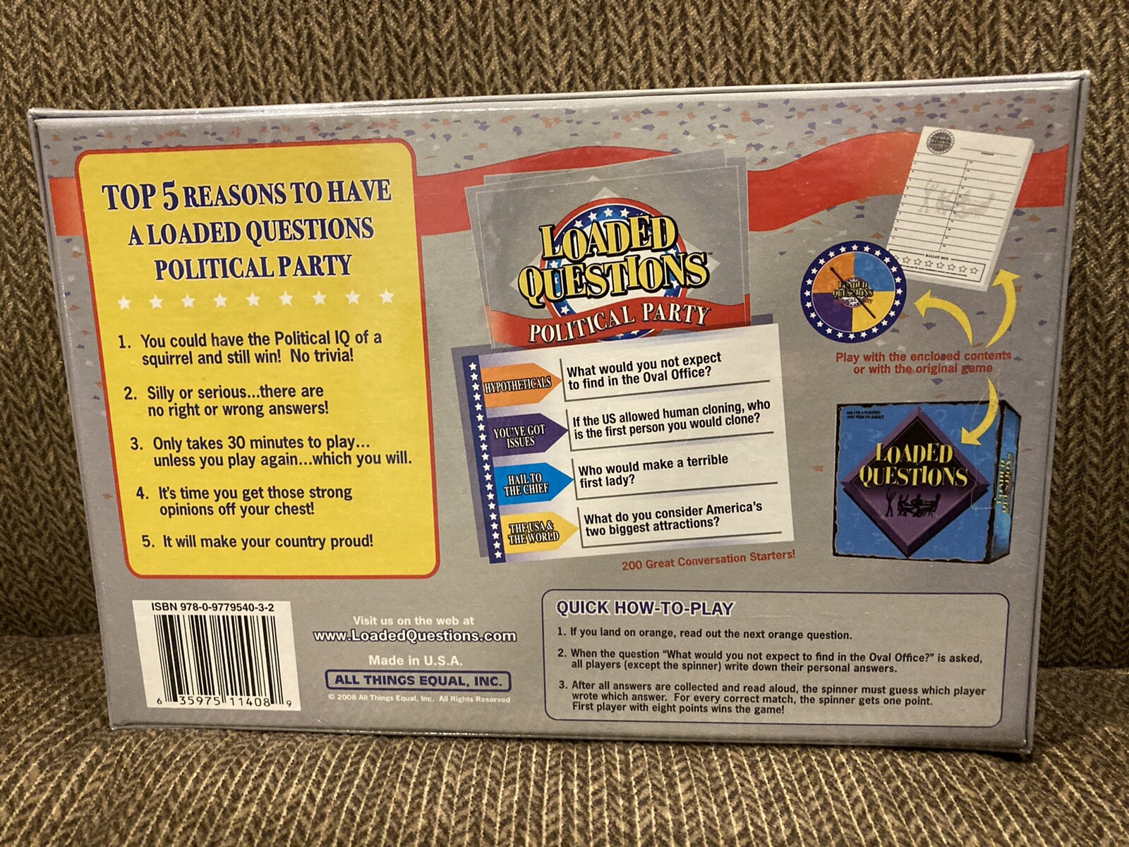 Loaded Question Political Party Game USA 2008 All Things Equal 16+ New In Box