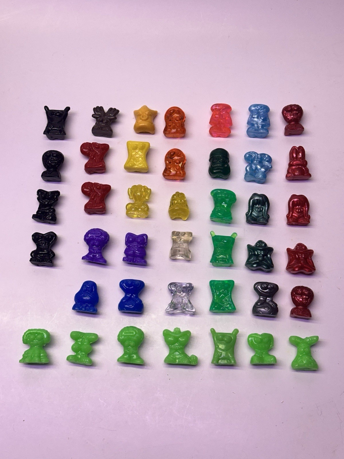 Crazy Bones Lot of 41 Figures Vintage Metallic, Transparent, And Opaque￼