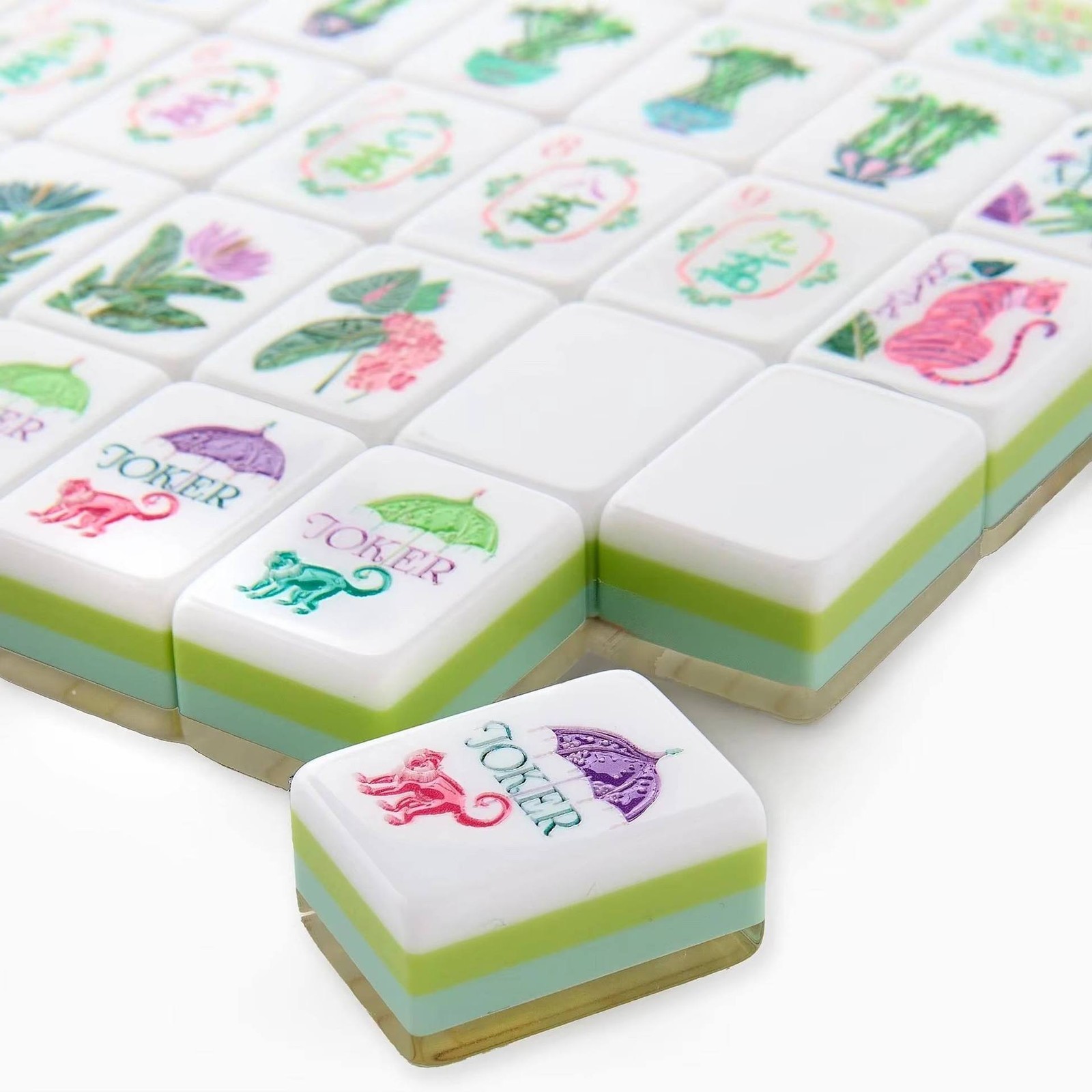 160Pcs 4-Layer Acrylic Bamboo Grain Engraved American Mahjong Set