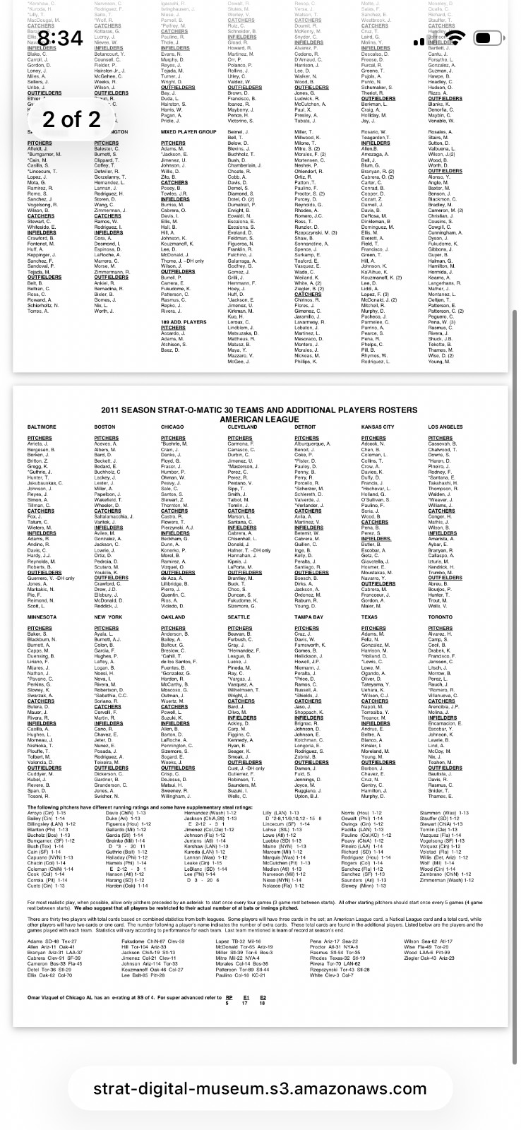 2011 Strat- O- Matic Baseball Playoff Teams
