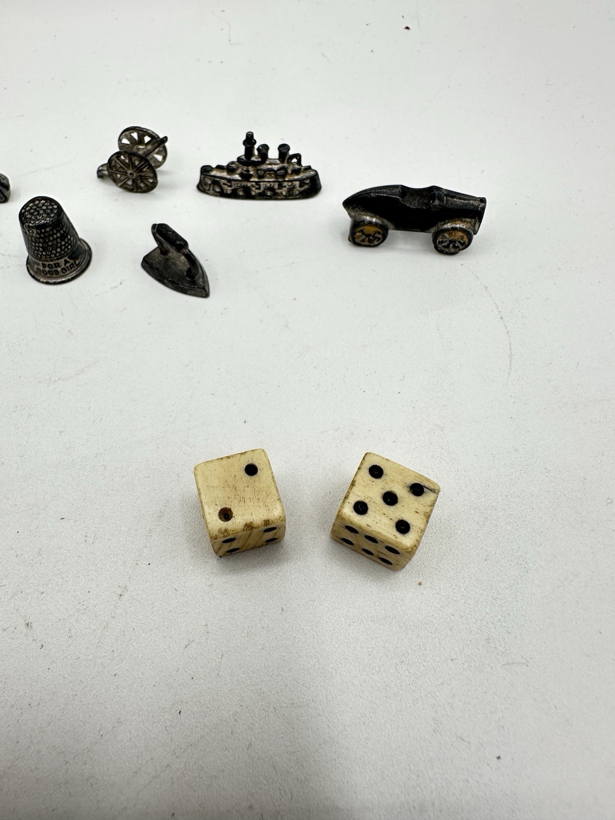 Vintage 1935 Monopoly Parts Set Metal Tokens Wood Houses NO BOARD Parker Bros