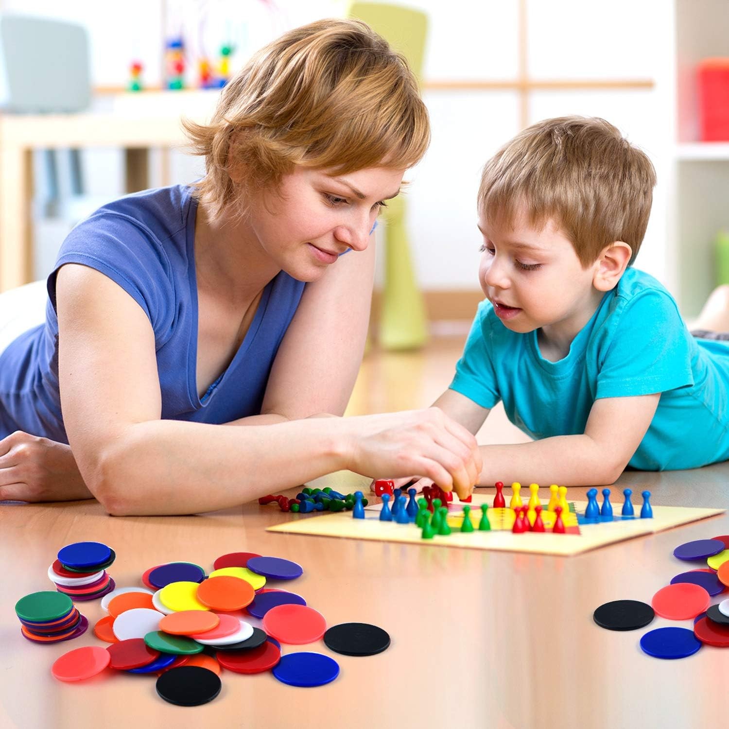 Coopay 200 Pieces 10 Colors 1-1/5 inch Plastic Learning Counters 10